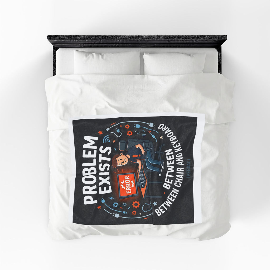 "Problem Exists Between Chair & Keyboard" Tech Humor Funny IT Velveteen Plush Blanket