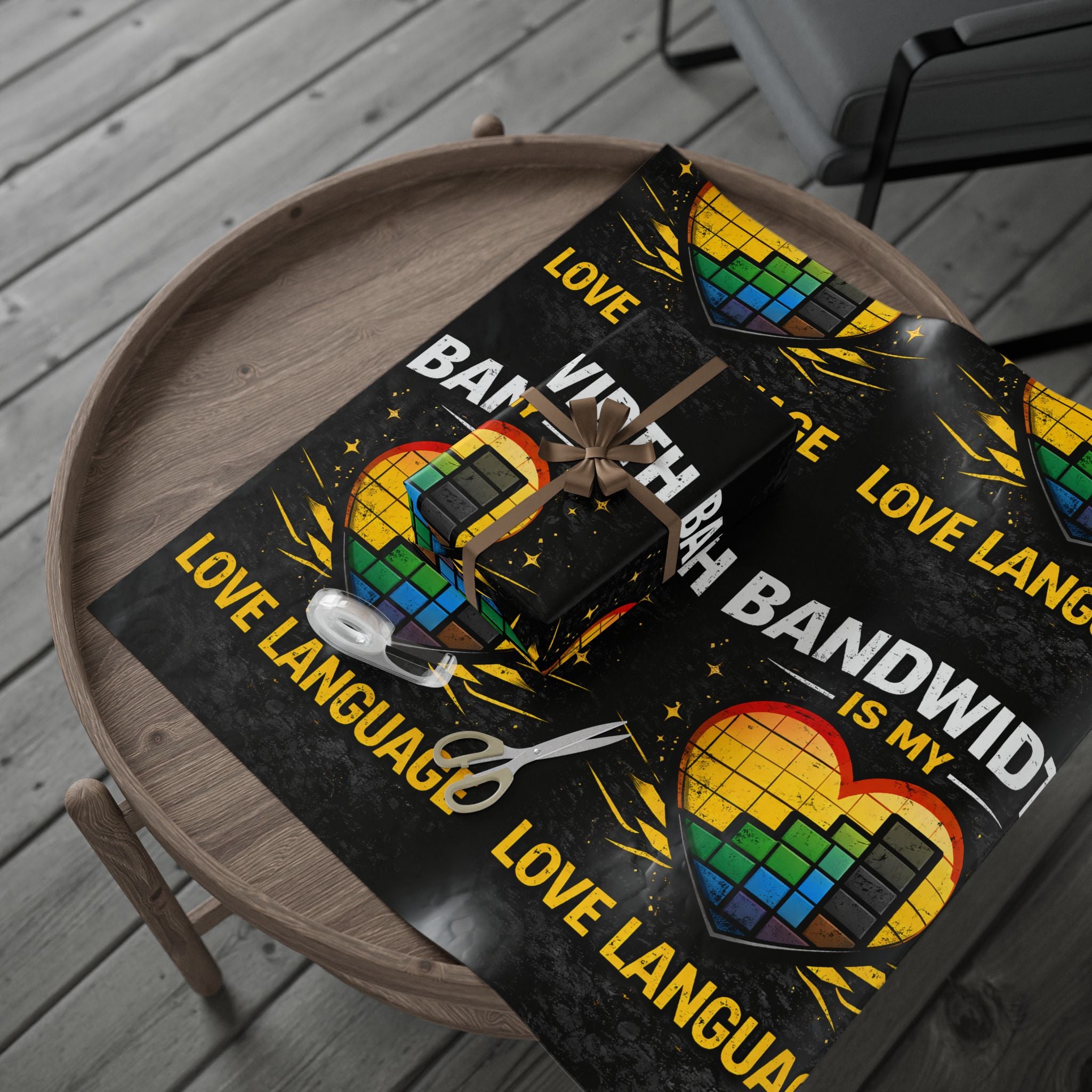 "Bandwidth is my Love Language" Funny IT Wrapping Paper - Tech Humor Gift Wrap
