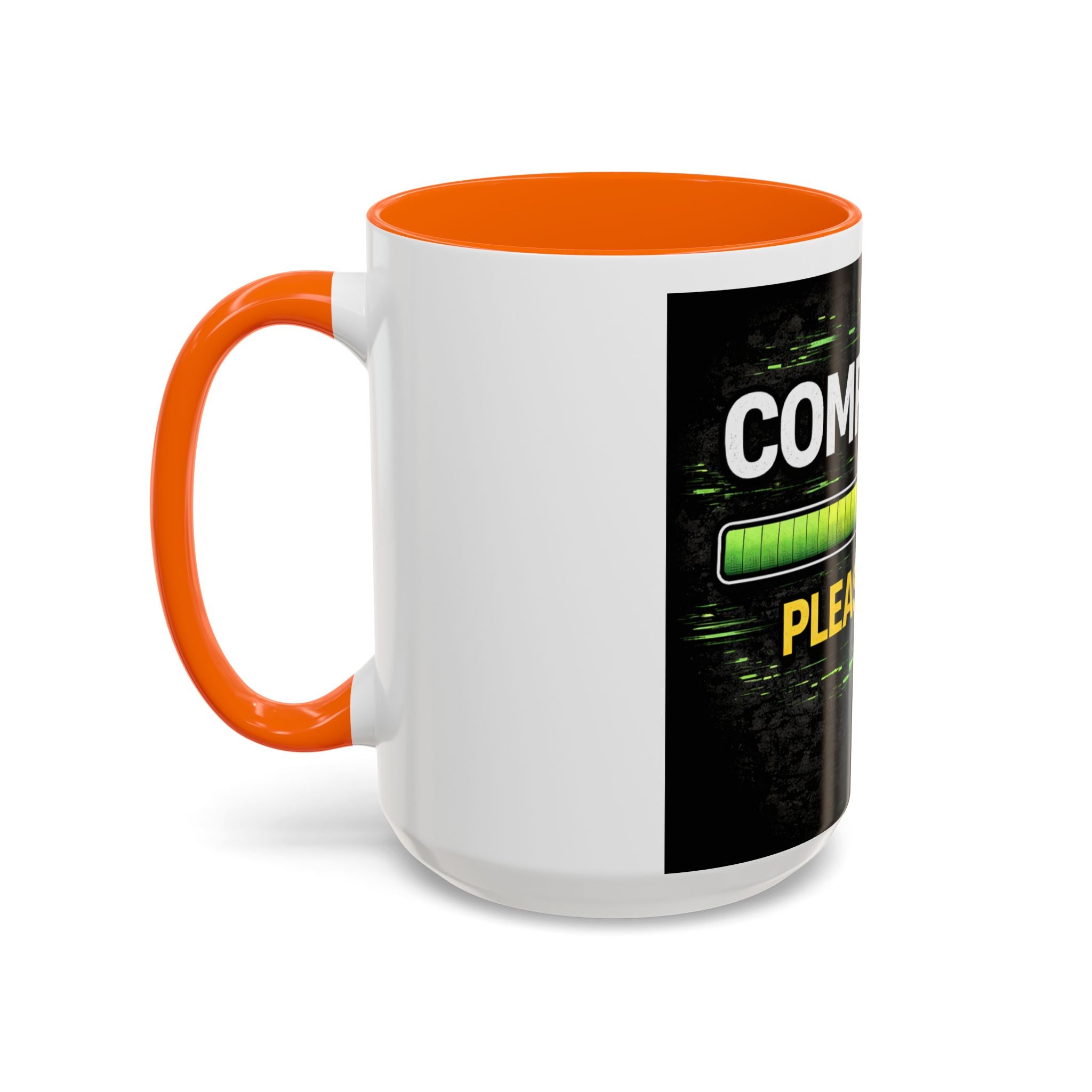 "Compiling, Please Wait" IT Humor Accent Coffee Mug (11, 15oz)
