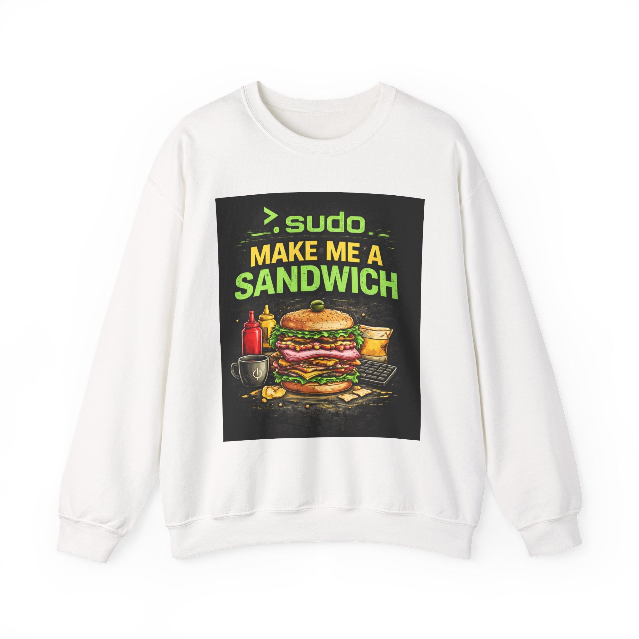 Tech Humor Sweatshirt - ">. sudo make me a sandwich" Graphic Crewneck