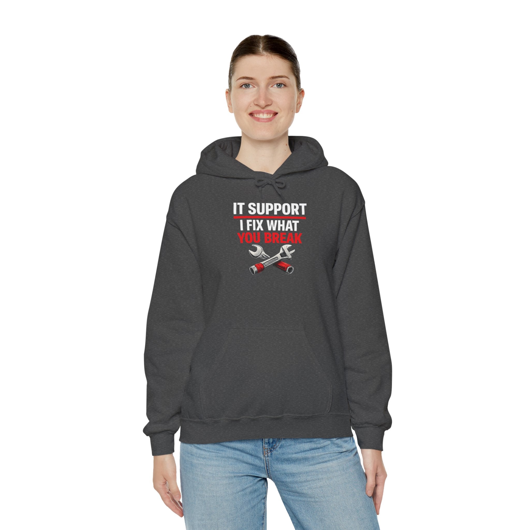"IT Support: I Fix What You Break" IT Humor Unisex Heavy Blend™ Hoodie