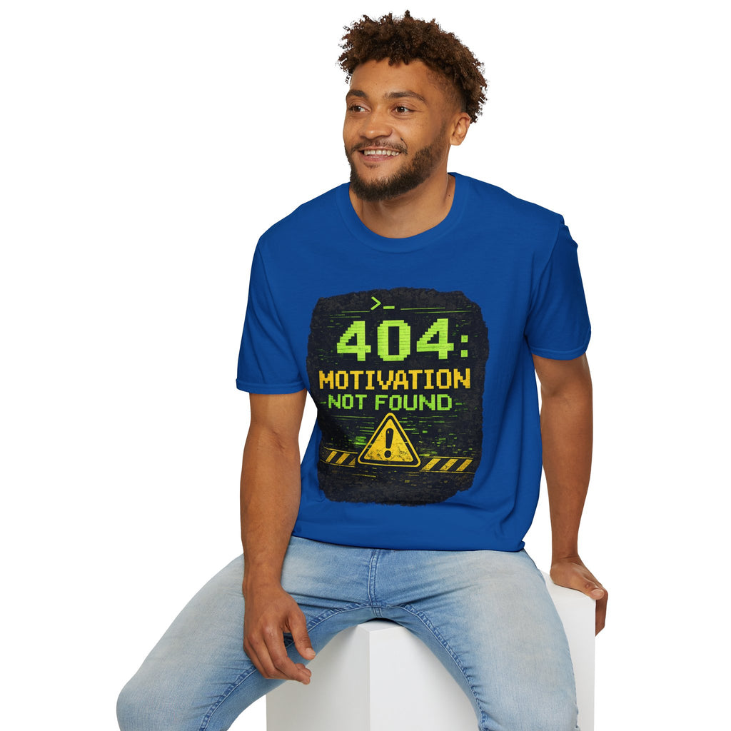 "404: Motivation Not Found" Funny IT Graphic Tee- Tech Humor T-Shirt