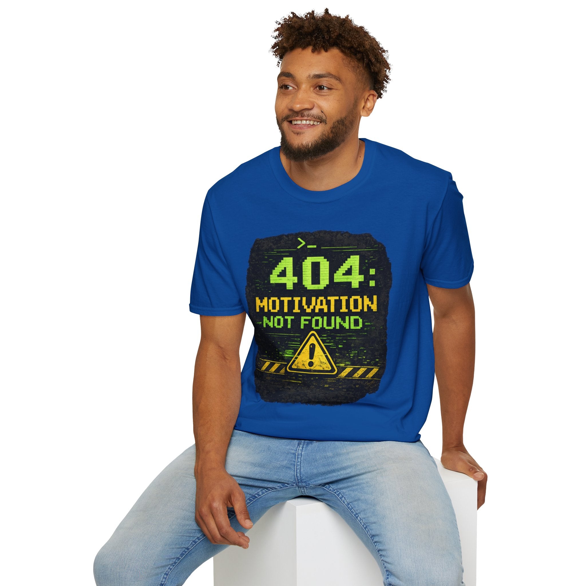 "404: Motivation Not Found" Funny IT Graphic Tee- Tech Humor T-Shirt