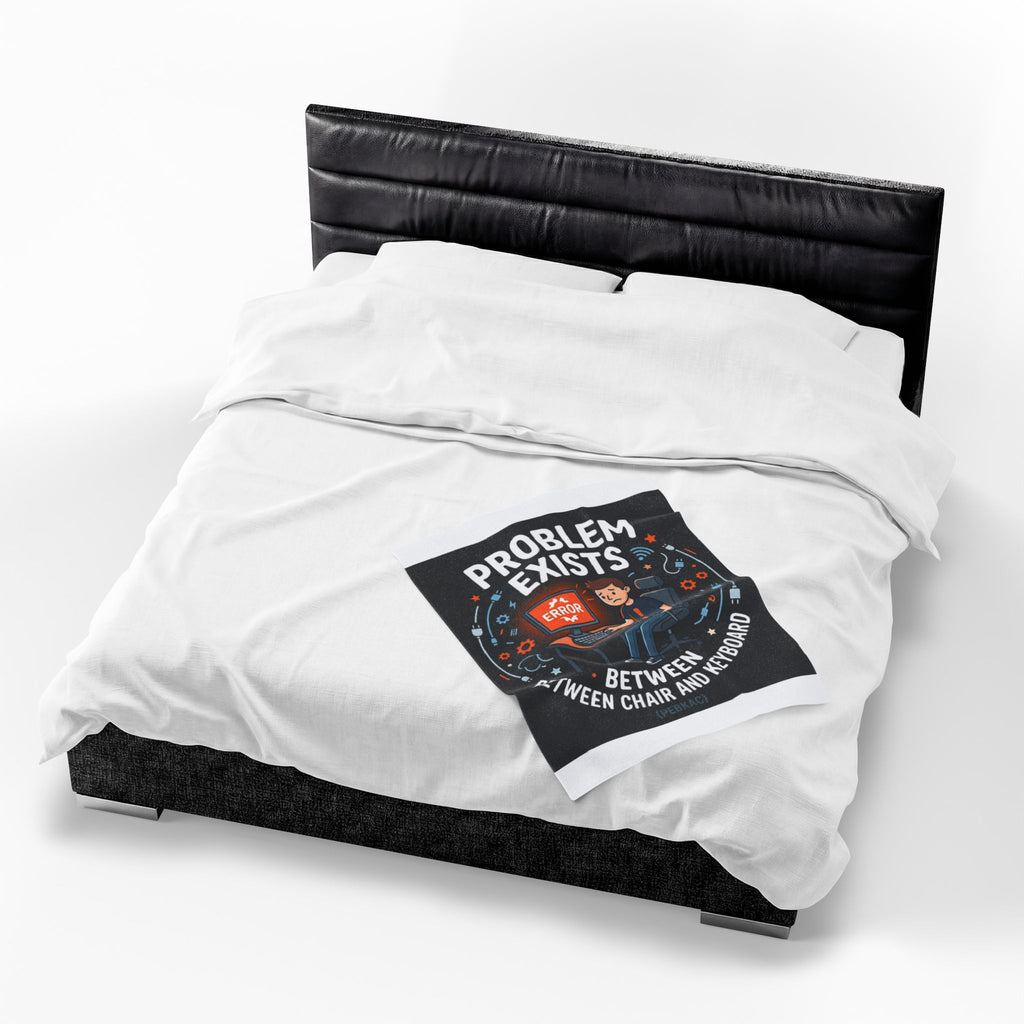 "Problem Exists Between The Chair & Keyboard" Tech Humor Funny IT Velveteen Plush Blanket