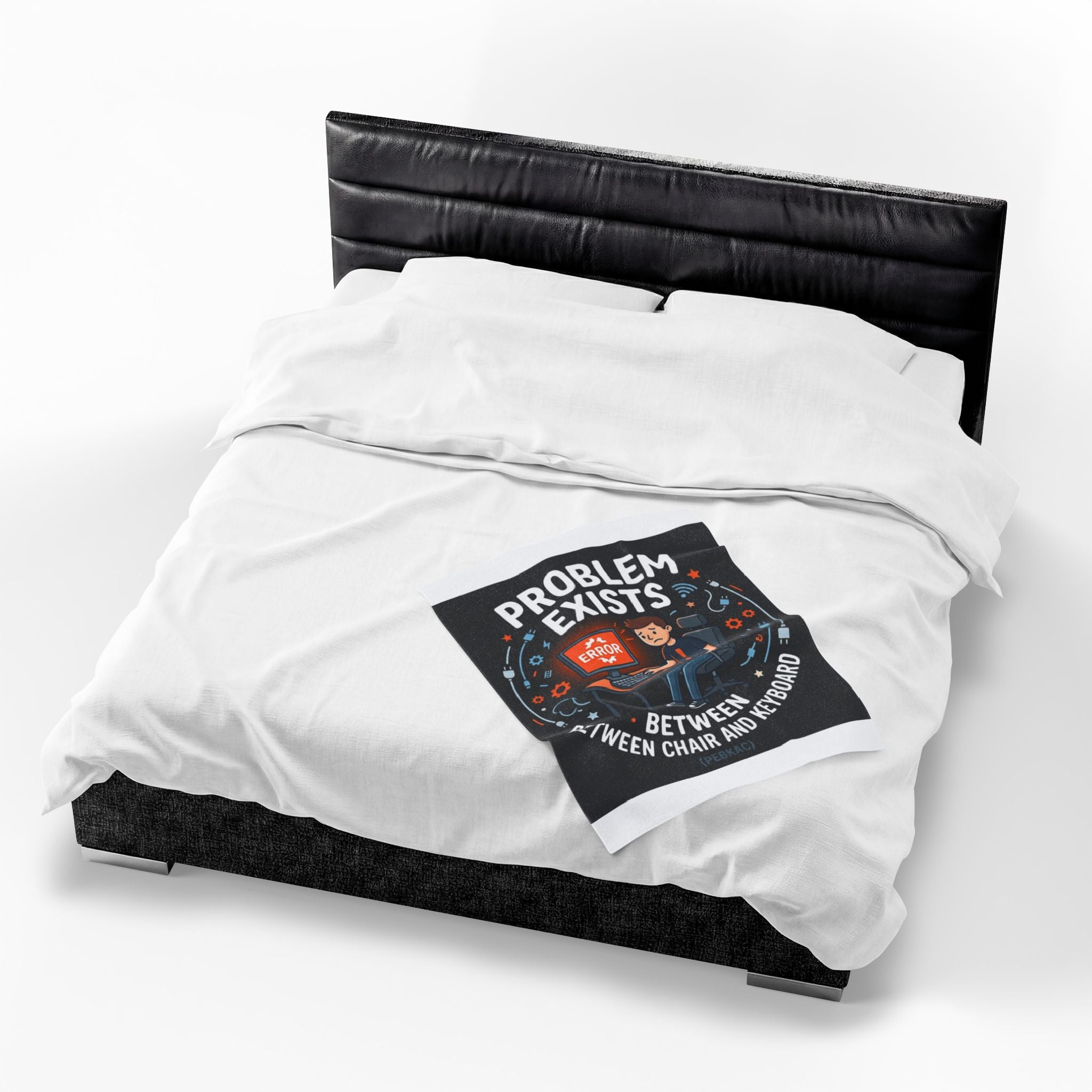"Problem Exists Between The Chair & Keyboard" Tech Humor Funny IT Velveteen Plush Blanket