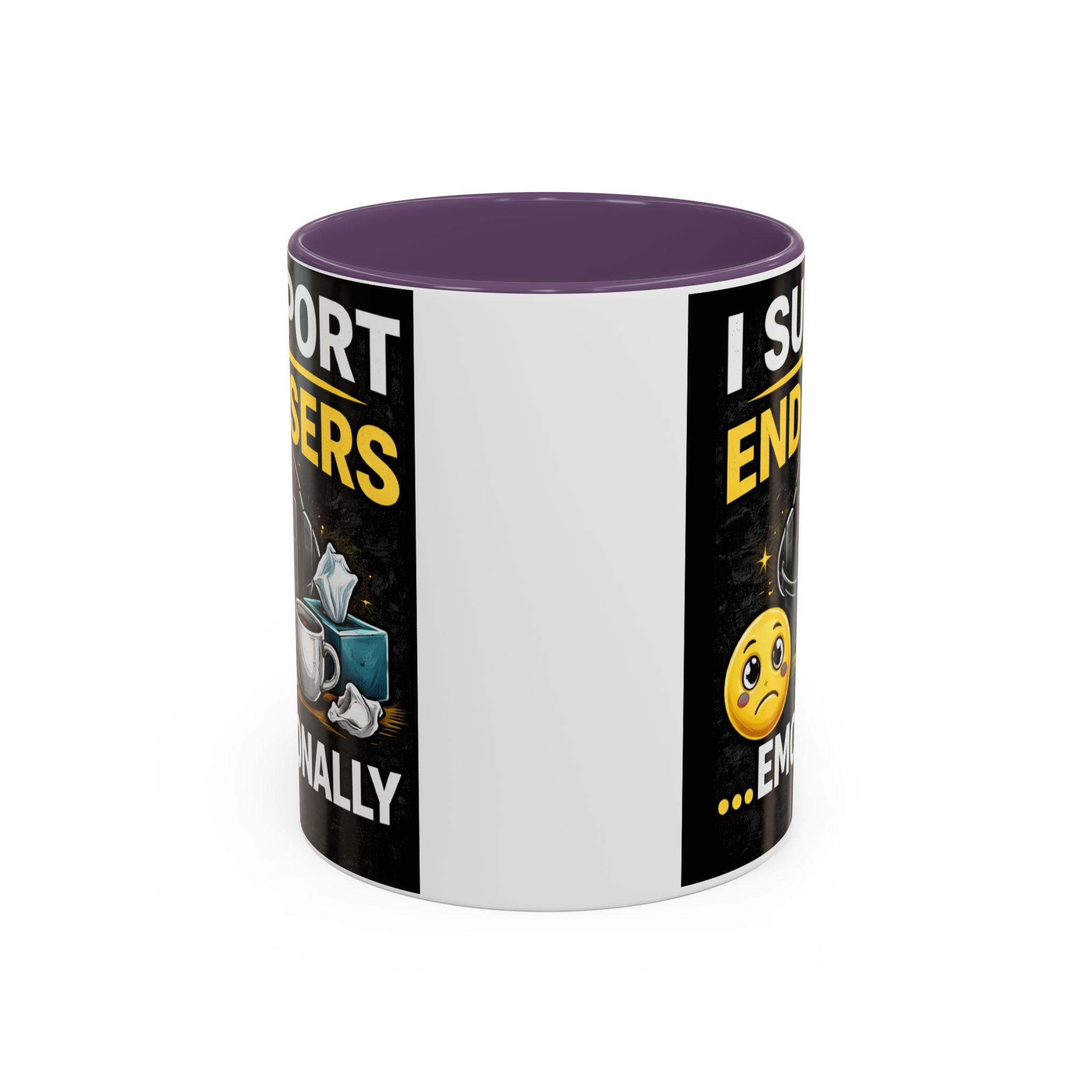 "I Support End Users, Emotionally" IT Humor Accent Coffee Mug (11, 15oz)