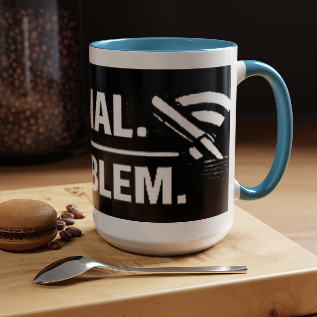 "No Signal No Problem" IT Humor Accent Coffee Mug (11, 15oz)