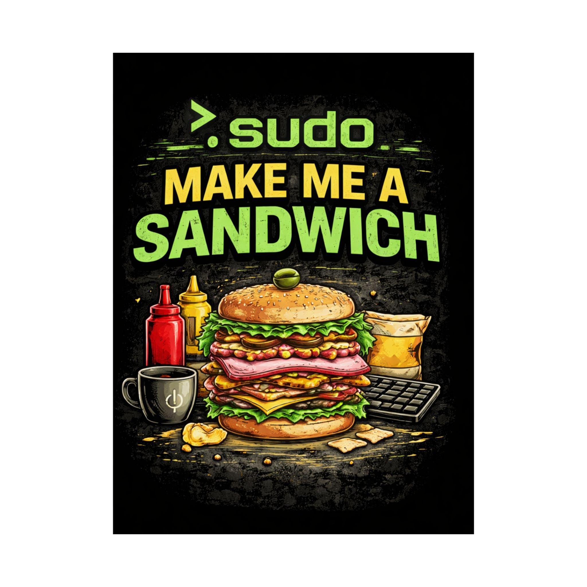 ">.Sudo Make Me A Sandwich" Geek Tech Humor Funny IT Matte Vertical Posters