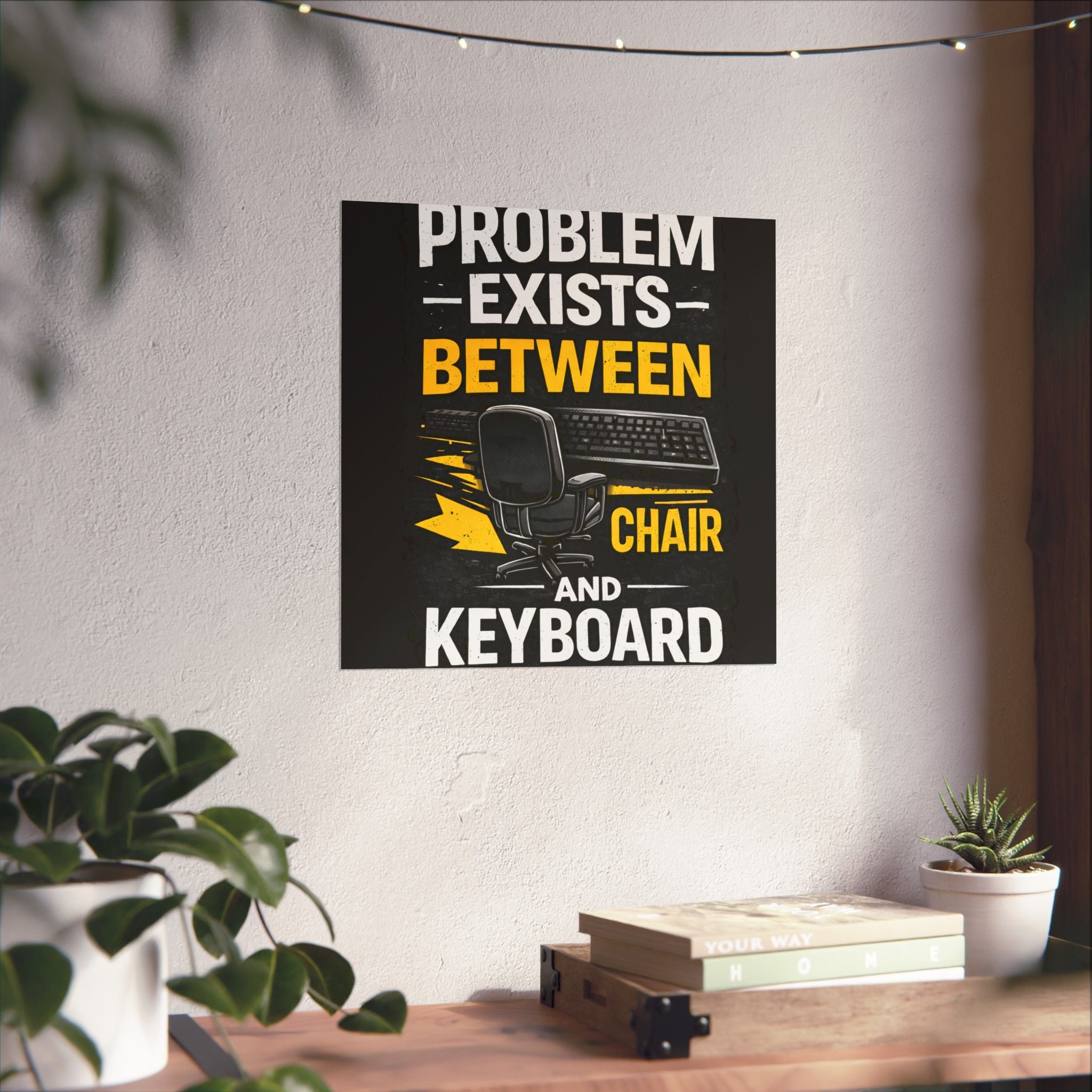 "Problem Exists Between Chair and Keyboard" Tech Humor Matte Poster — Funny IT Desk Office Wall Art