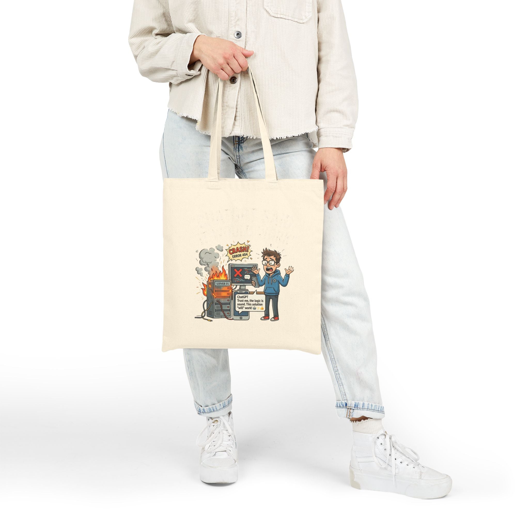 "ChatGBT Said It Would Work" Funny IT Programmer Humor AI Fail Graphic Tote Bag