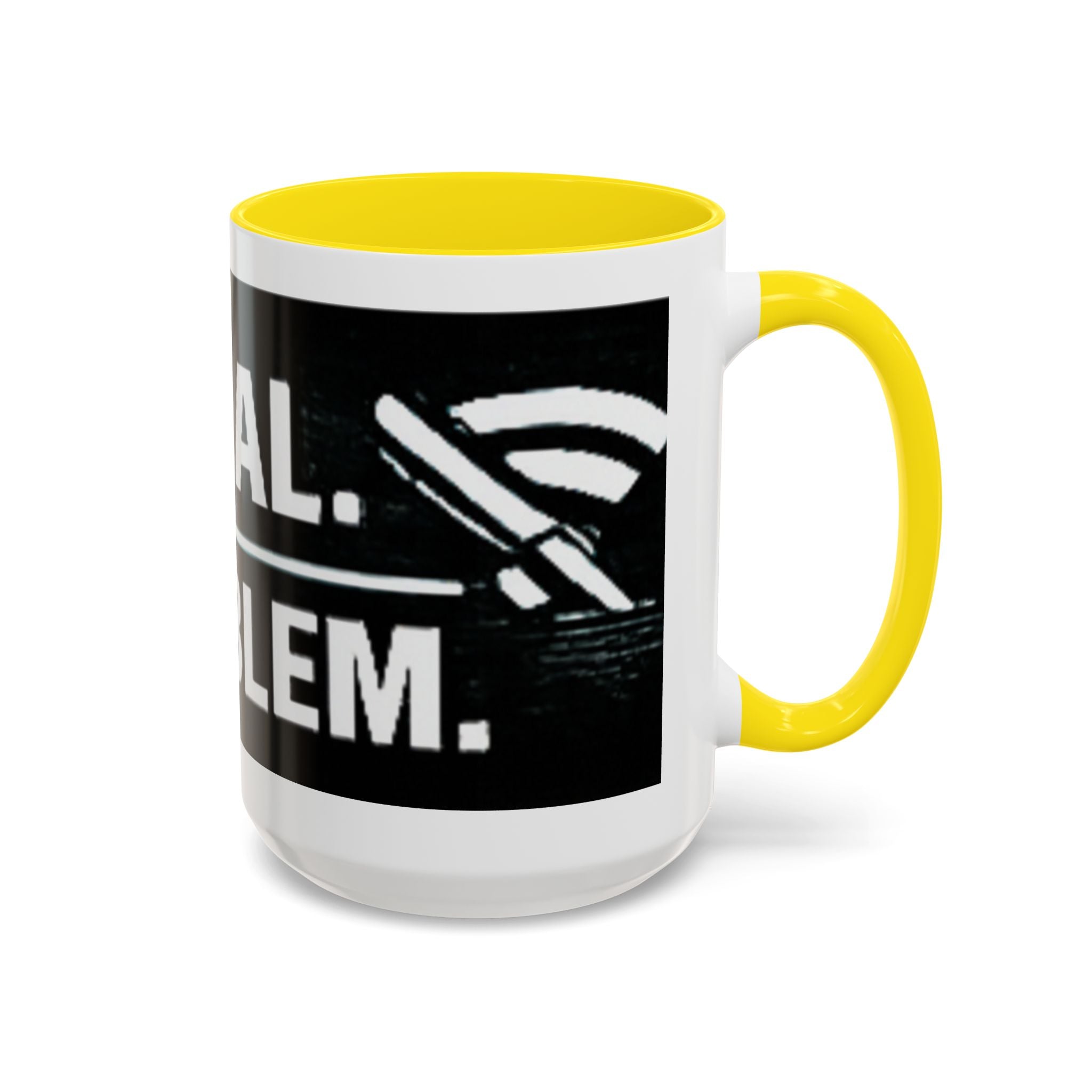 "No Signal No Problem" IT Humor Accent Coffee Mug (11, 15oz)