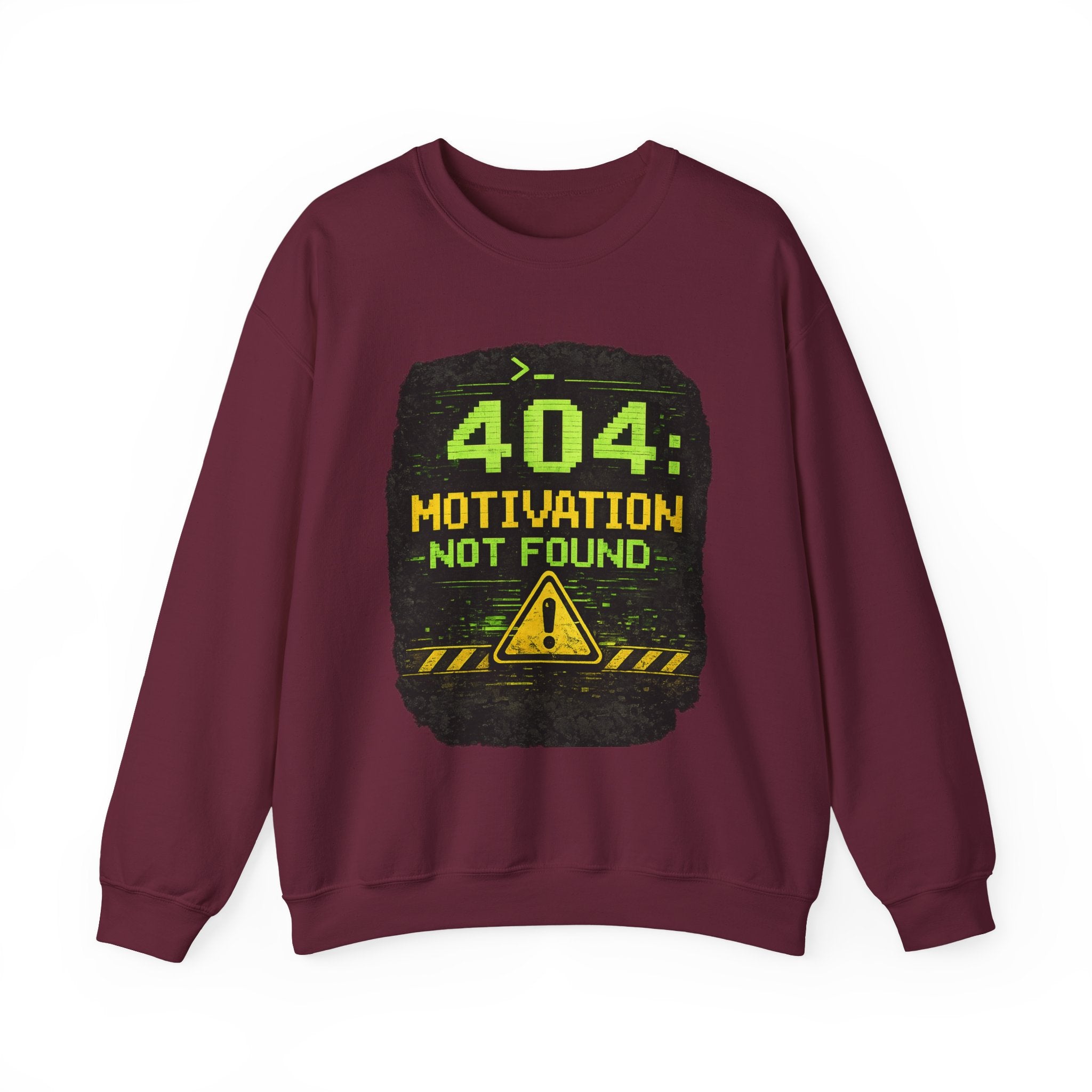 "404: Motivation Not Found" Funny Tech Graphic Crewneck Sweatshirt