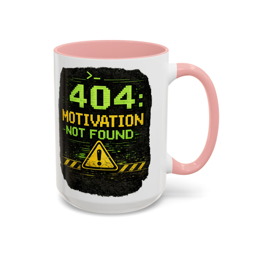 "Error 404 Motivation Not Found" IT Humor Accent Coffee Mug (11, 15oz)