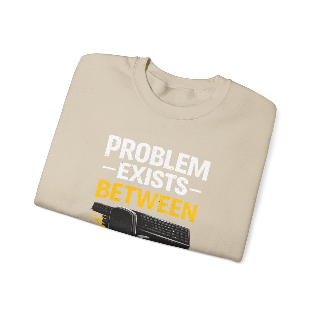 "Problem Exists Between Chair and Keyboard" Graphic Crewneck Sweatshirt