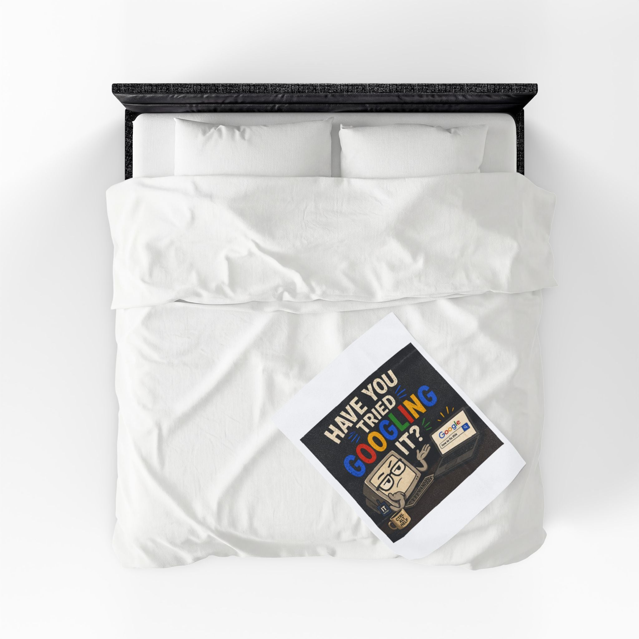 "Have You Tried Googling It?" Tech Humor Plush Blanket — Funny IT Computer Throw for Geeks