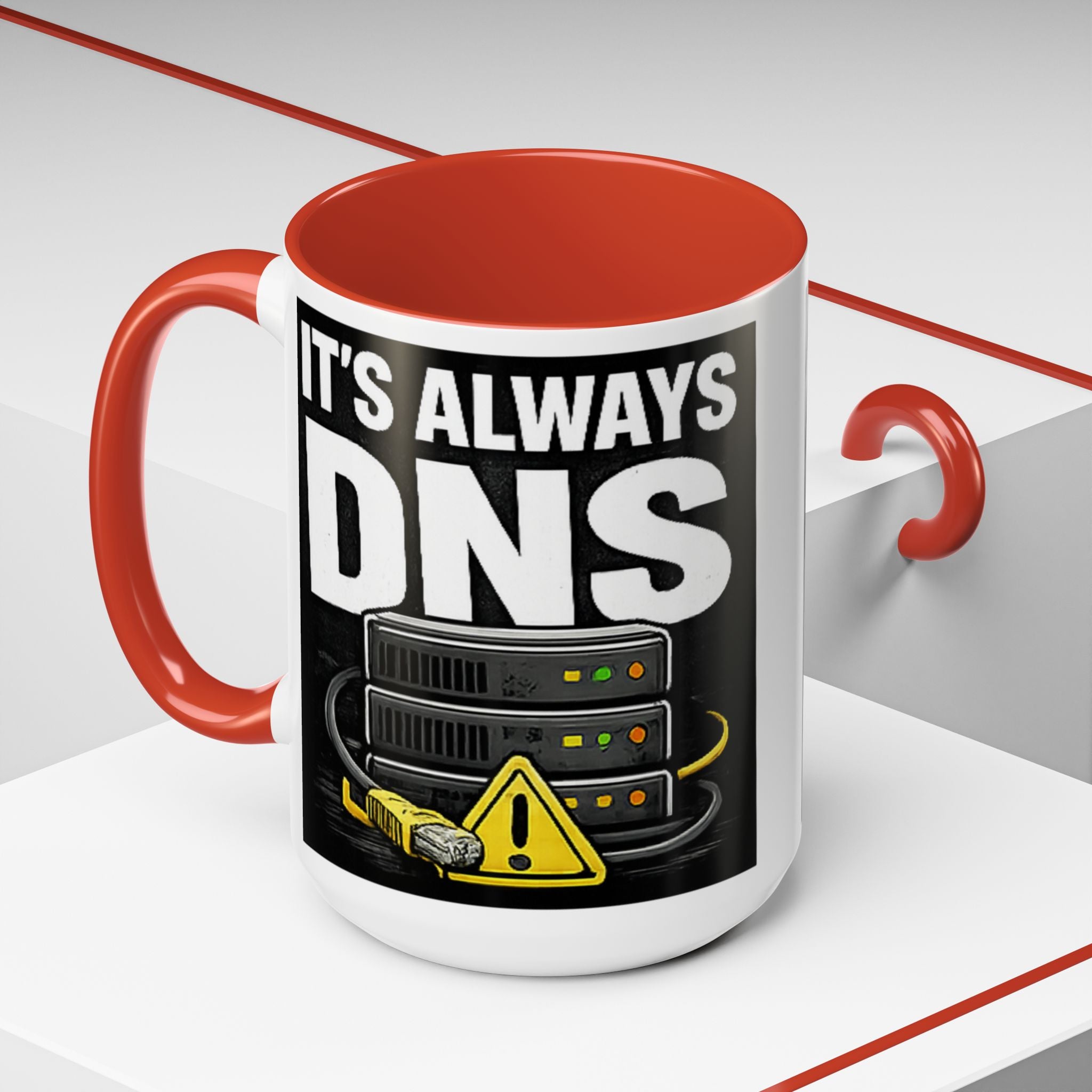 "It's Always DNS" IT Humor Accent Coffee Mug (11, 15oz)