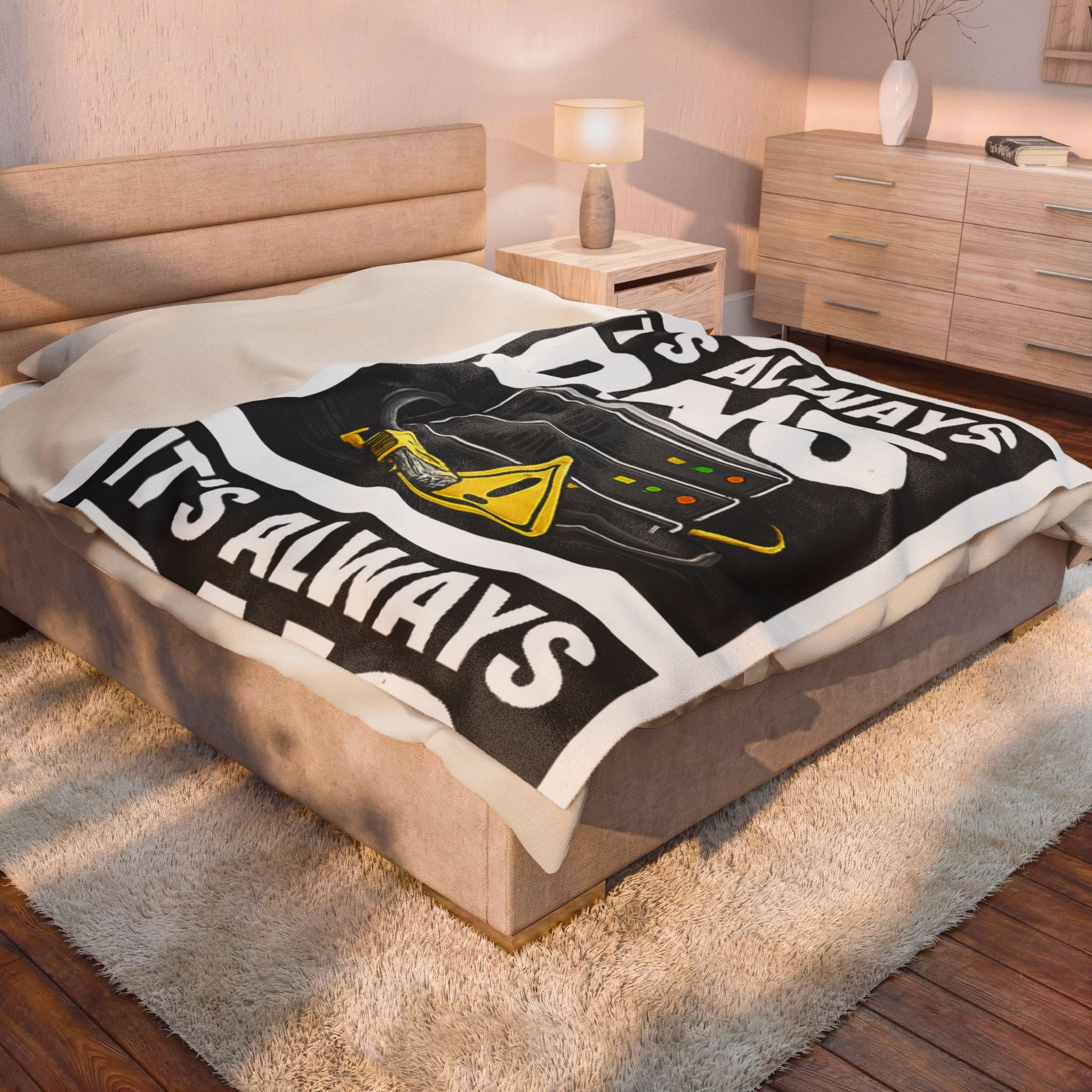 "It's Always DNS" Tech Humor Funny IT Velveteen Plush Blanket