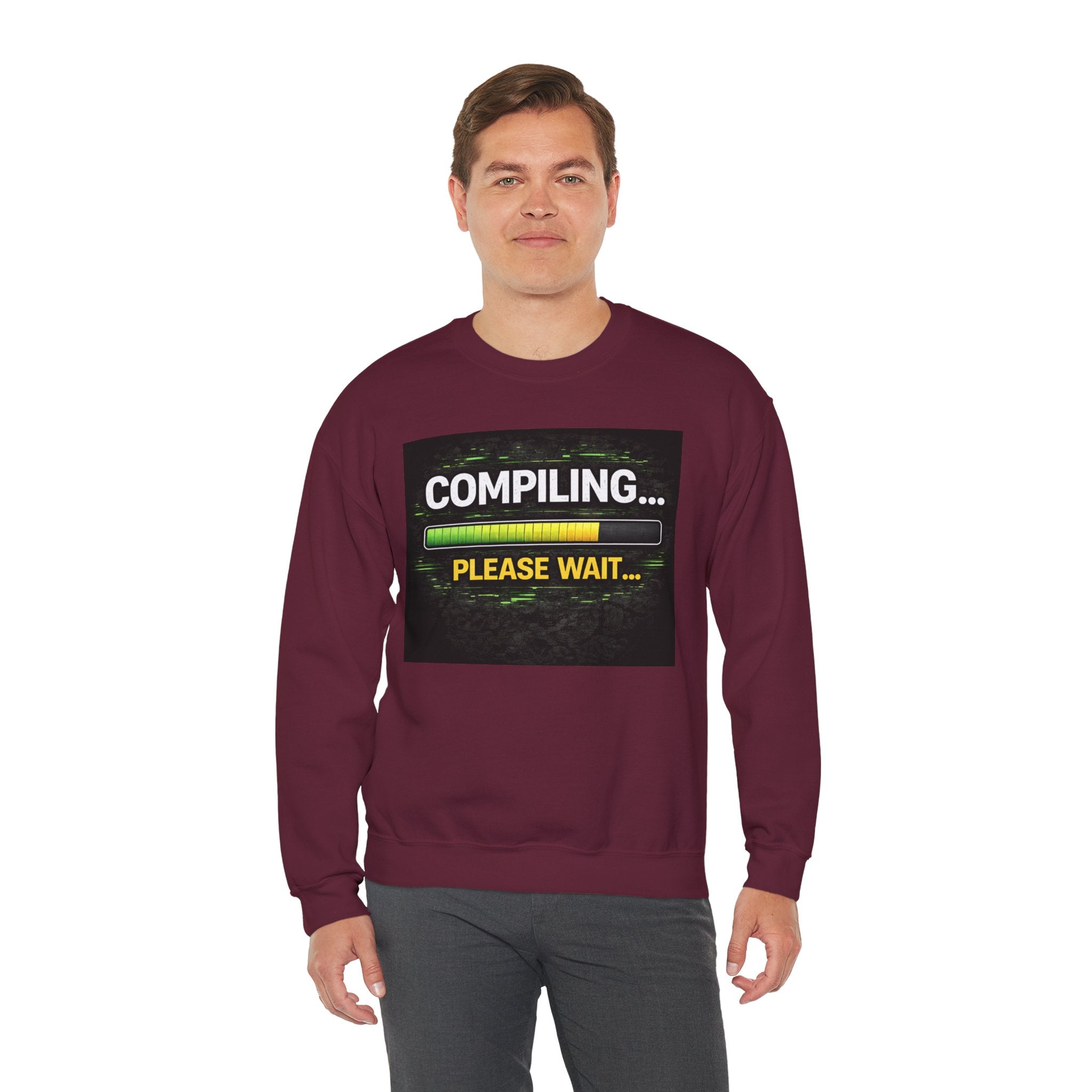 "Compiling... Please Wait" Tech Humor Crewneck Sweatshirt