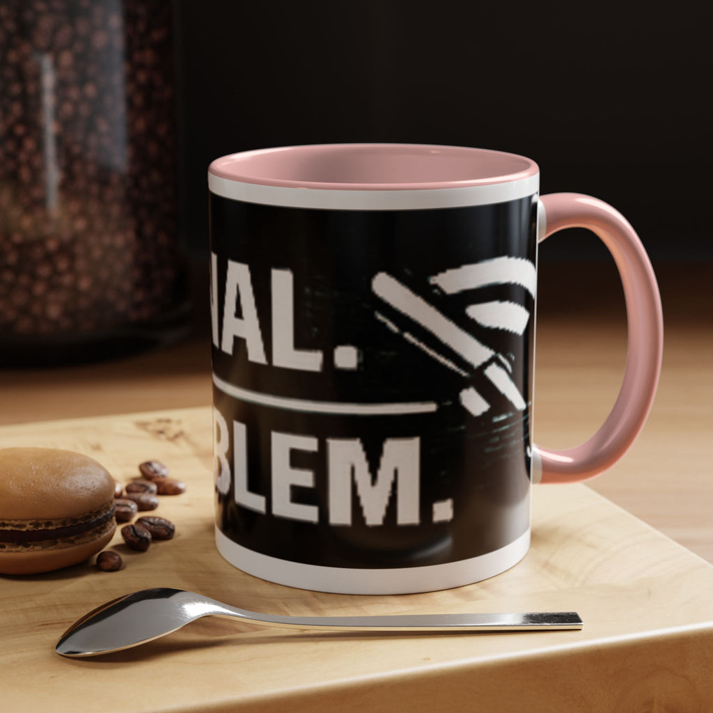 "No Signal No Problem" IT Humor Accent Coffee Mug (11, 15oz)