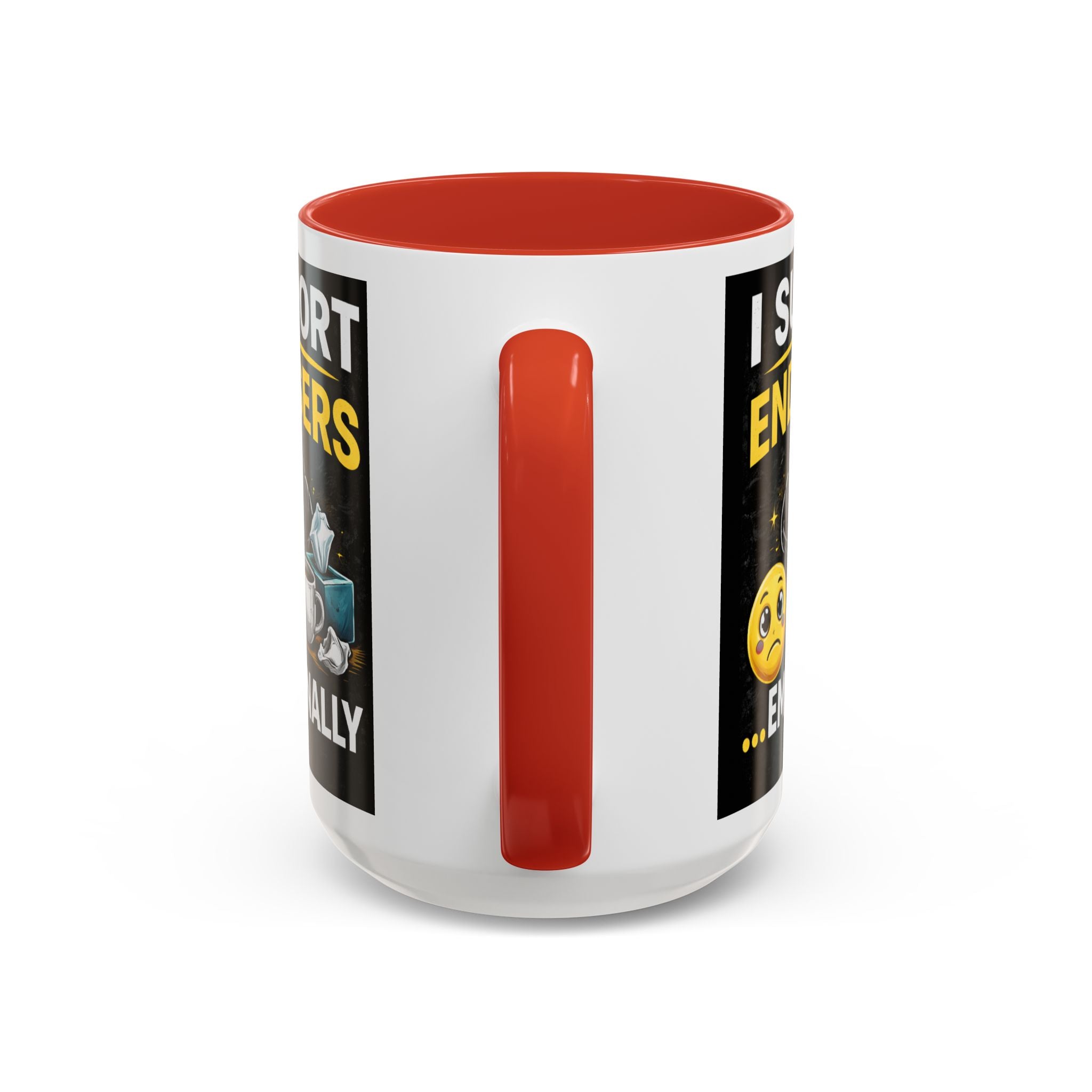 "I Support End Users, Emotionally" IT Humor Accent Coffee Mug (11, 15oz)