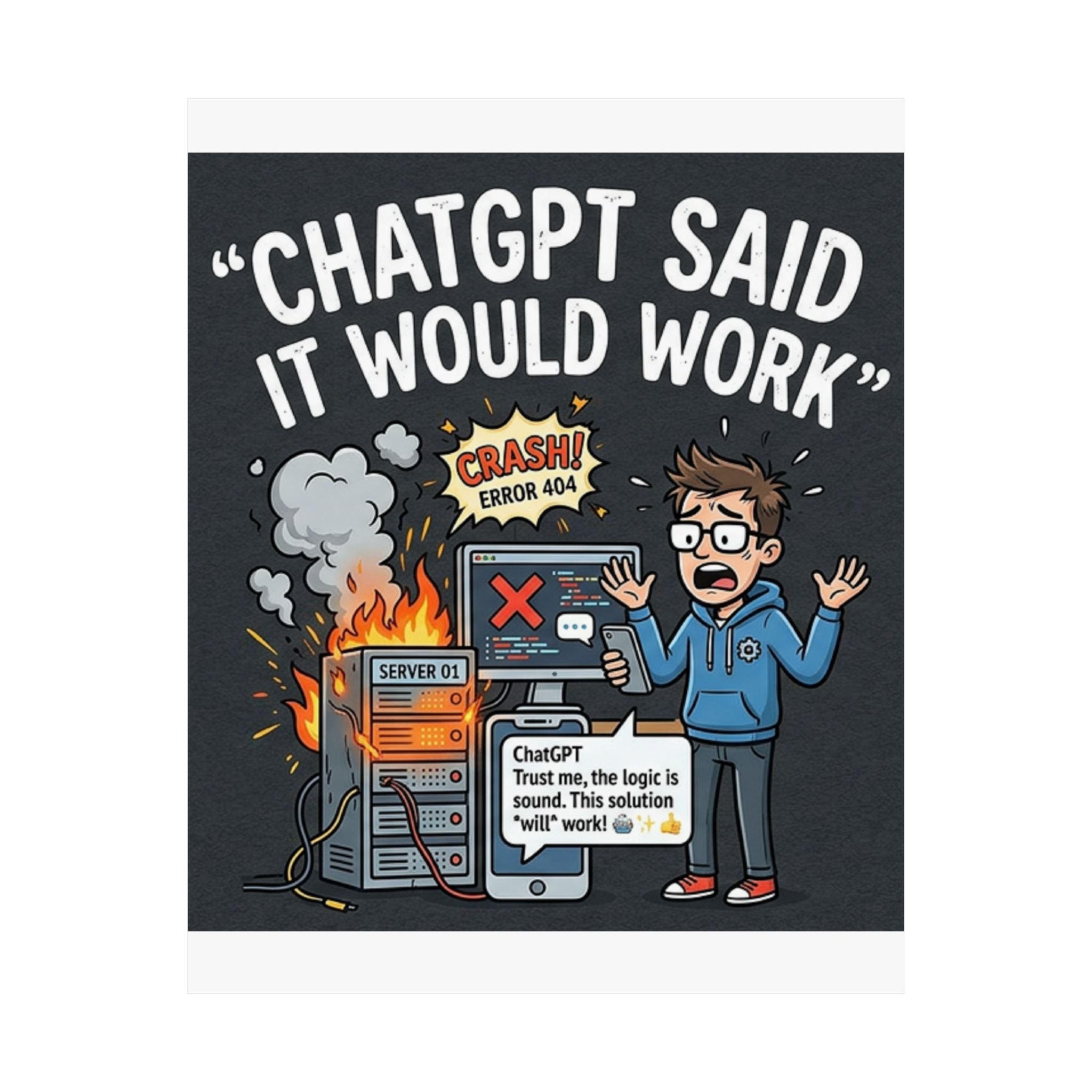 "ChatGPT Said It Would Work" Tech Humor Funny IT Matte Vertical Poster