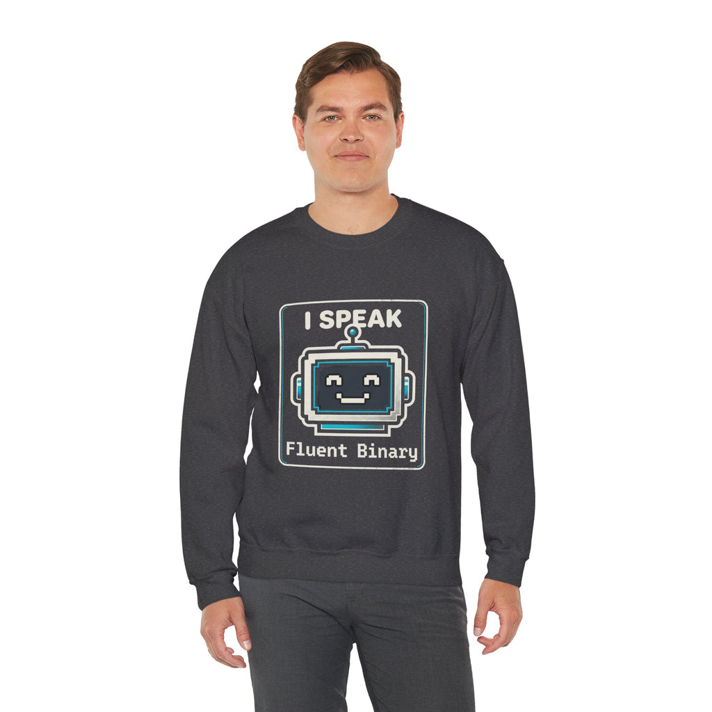 "I Speak Fluent Binary" Funny IT Crewneck Sweatshirt