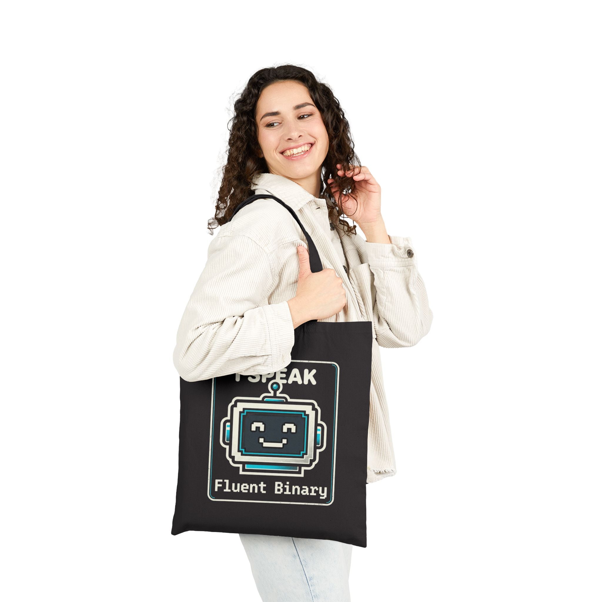 "I Speak Fluent Binary" Geek Humor Funny IT Cotton Canvas Tote Bag
