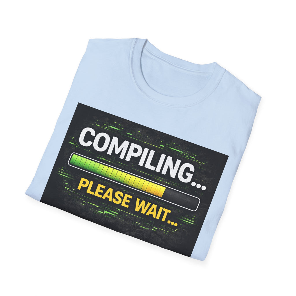 "Compiling... Please Wait" Programmer Loading Graphic Tee Funny IT Tech Humor T-Shirt