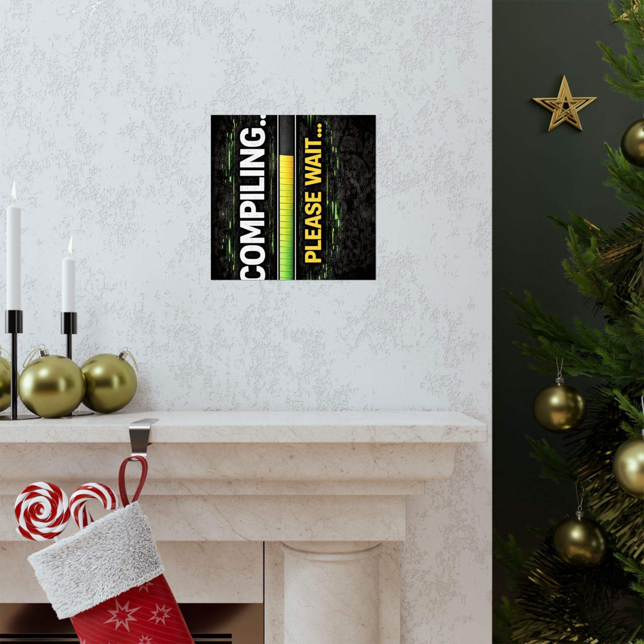 "Compiling... Please Wait" Tech Geek Humor Funny IT Matte Vertical Posters