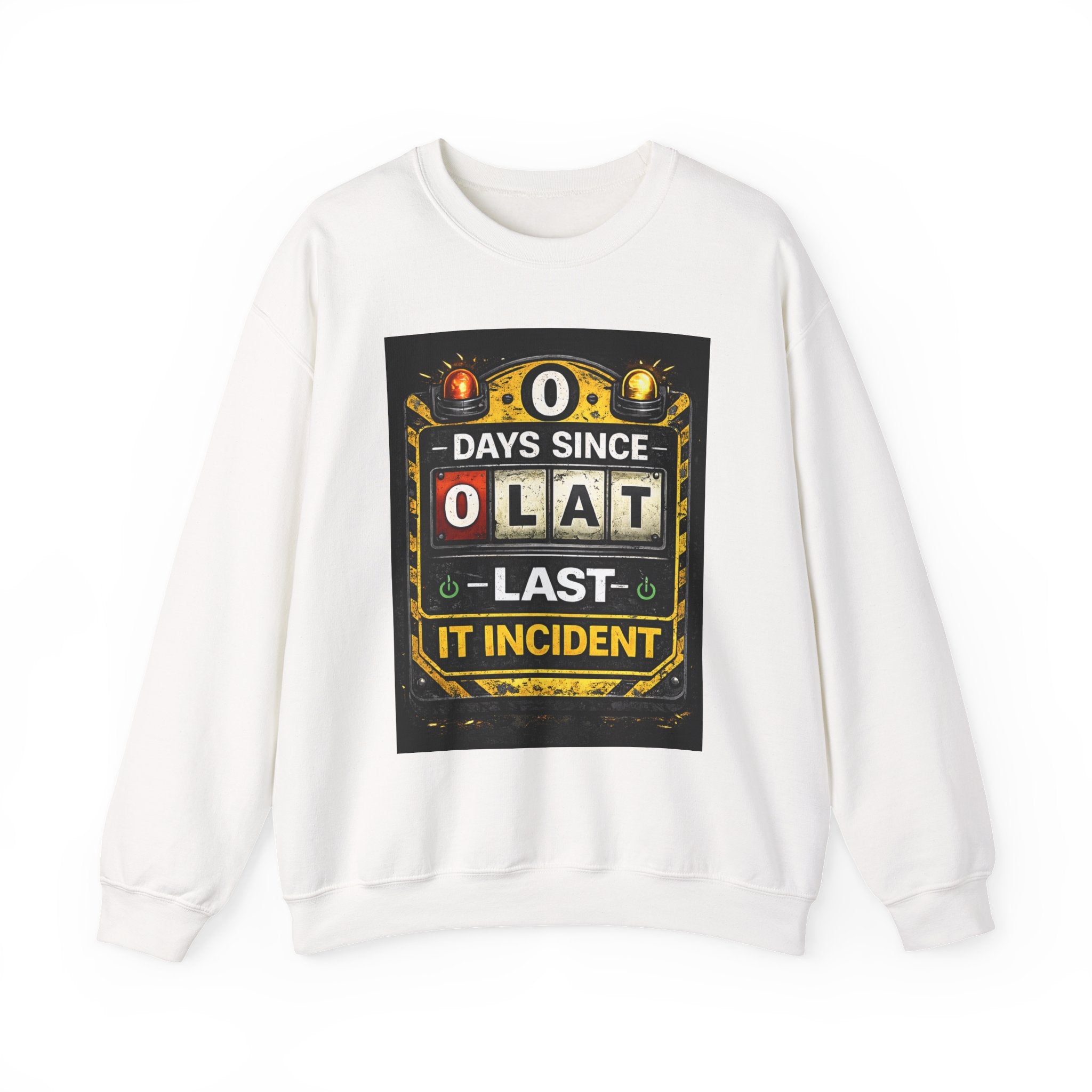 "0 Days Since Last IT Incident" Funny Tech Support Crewneck Sweatshirt