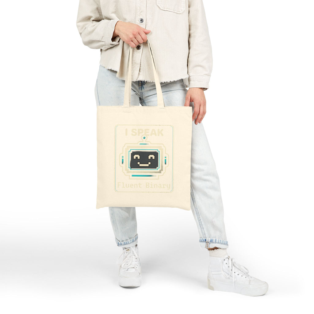 "I Speak Fluent Binary" Geek Humor Funny IT Cotton Canvas Tote Bag