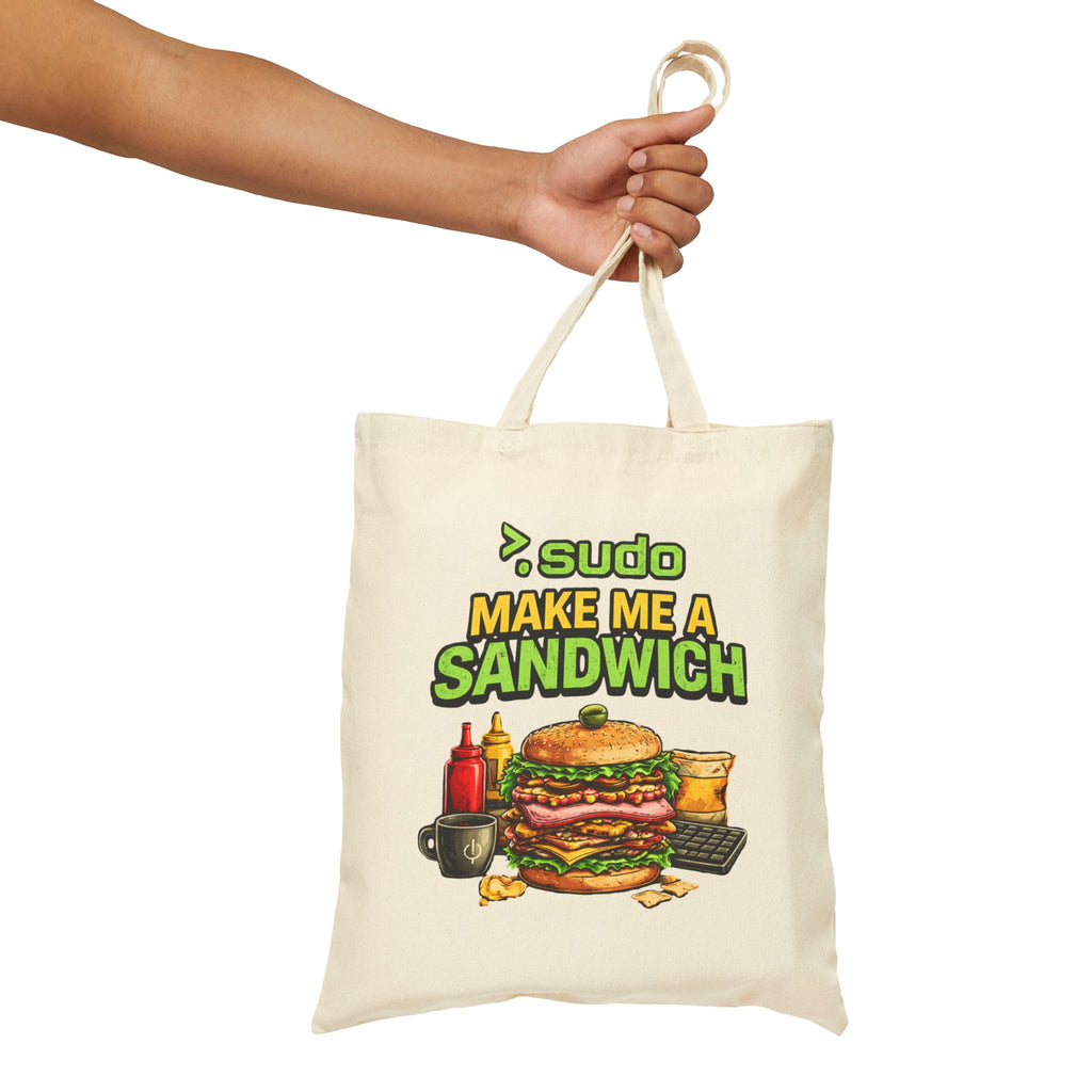 ">.Sudo Make Me A Sandwich" Funny IT Tech Humor Cotton Canvas Tote Bag