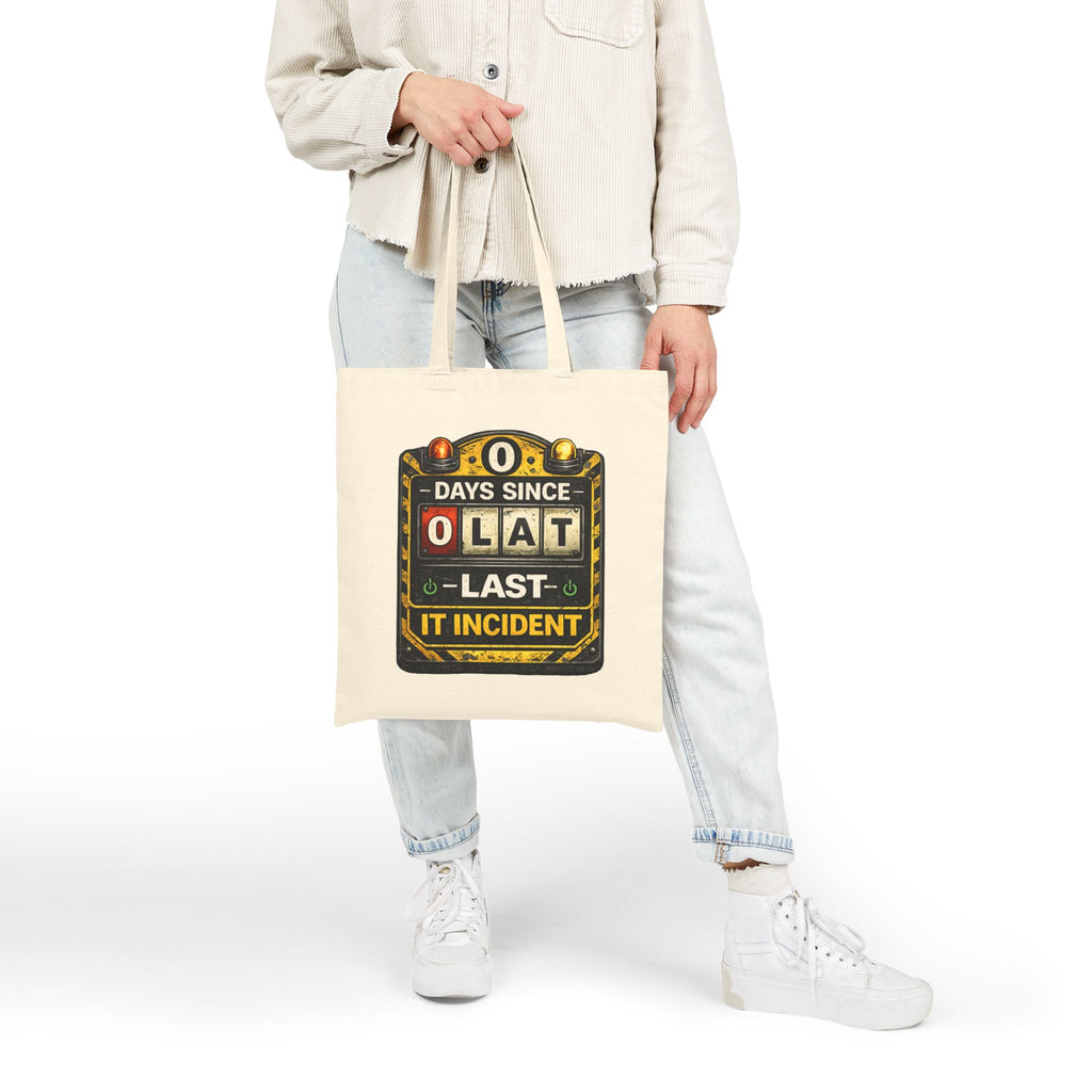 "0 Days Since Last IT Incident" Funny IT Tech Humor Cotton Canvas Tote Bag