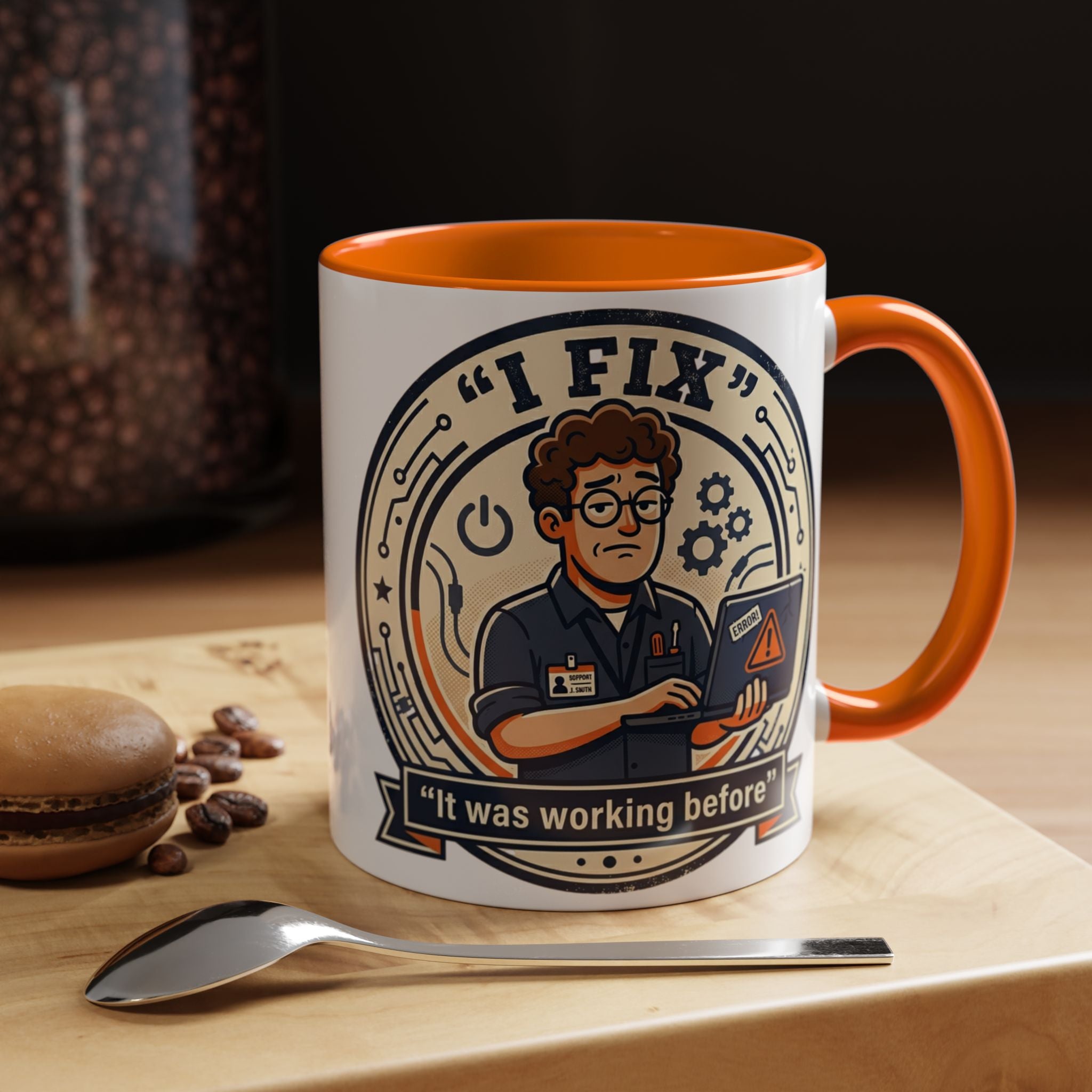 "I Fix: It Was Working Before" IT Humor Accent Coffee Mug (11, 15oz)