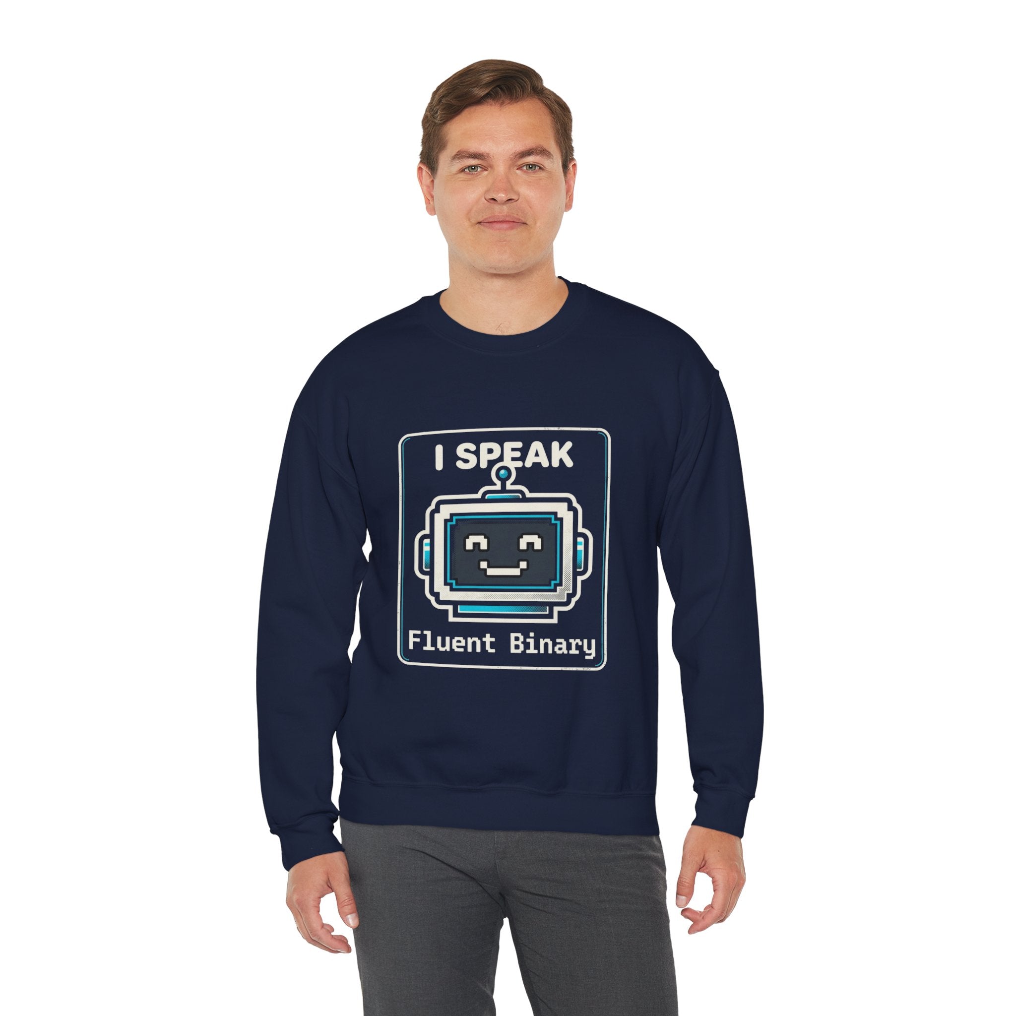 "I Speak Fluent Binary" Funny IT Crewneck Sweatshirt