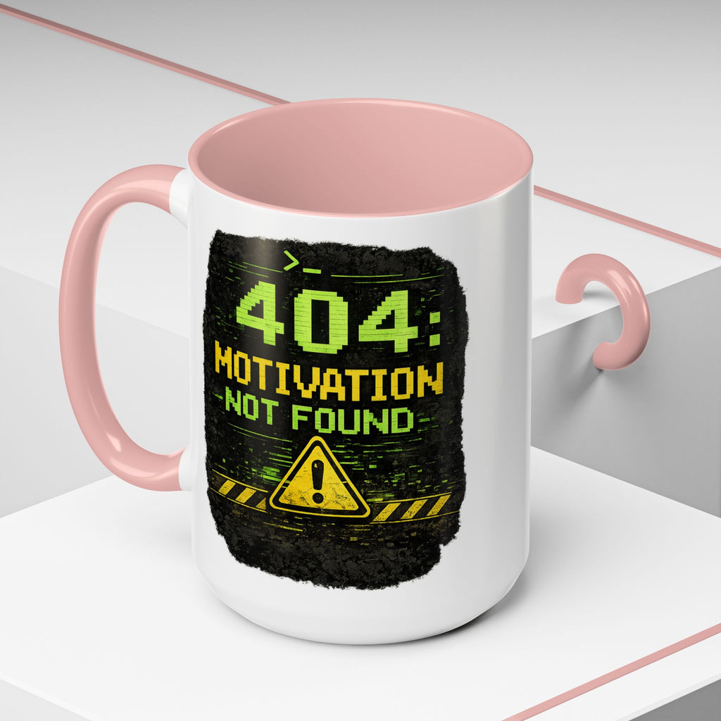 "Error 404 Motivation Not Found" IT Humor Accent Coffee Mug (11, 15oz)