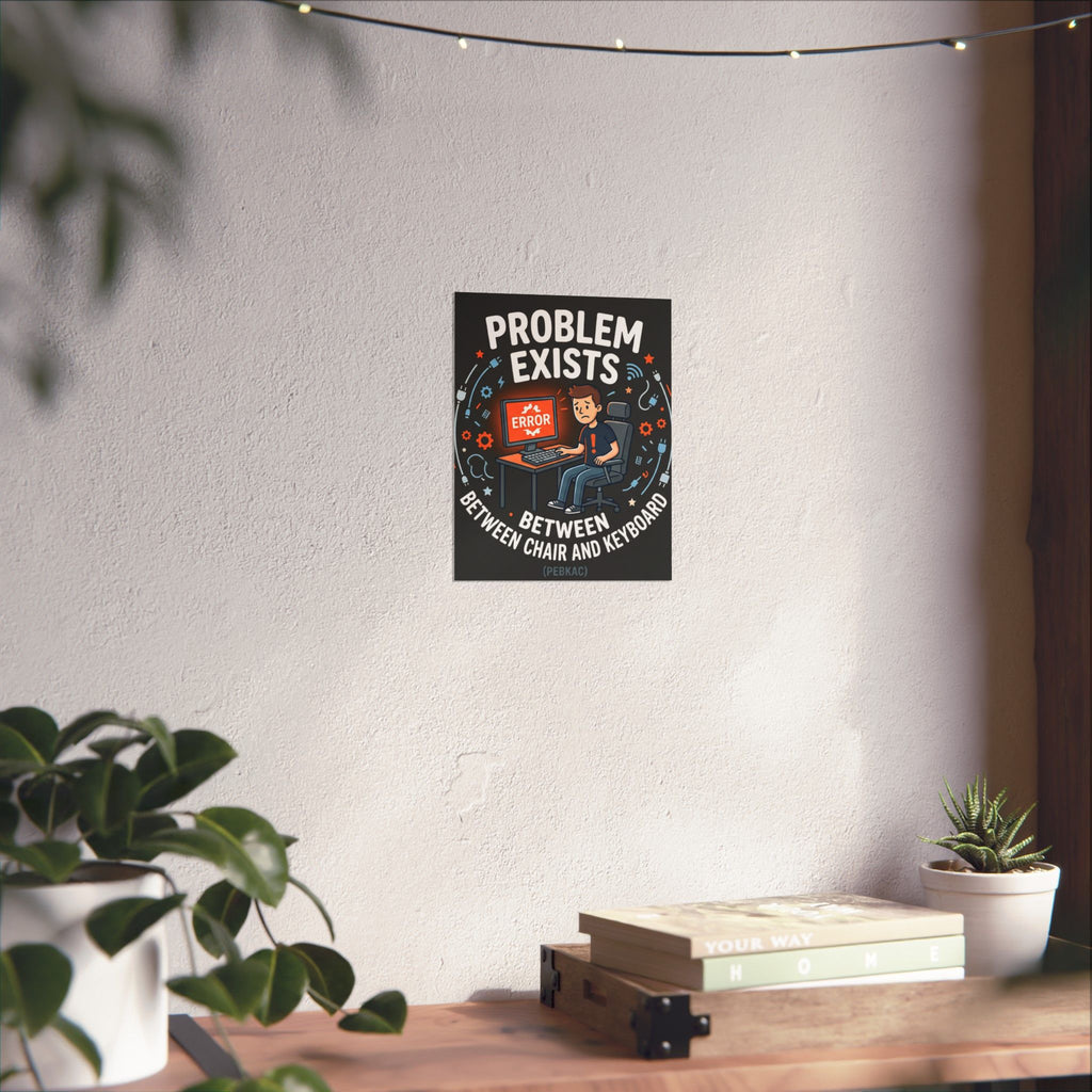 "Problem Exists Between Chair & Keyboard" Tech Humor Funny IT Matte Vertical Posters