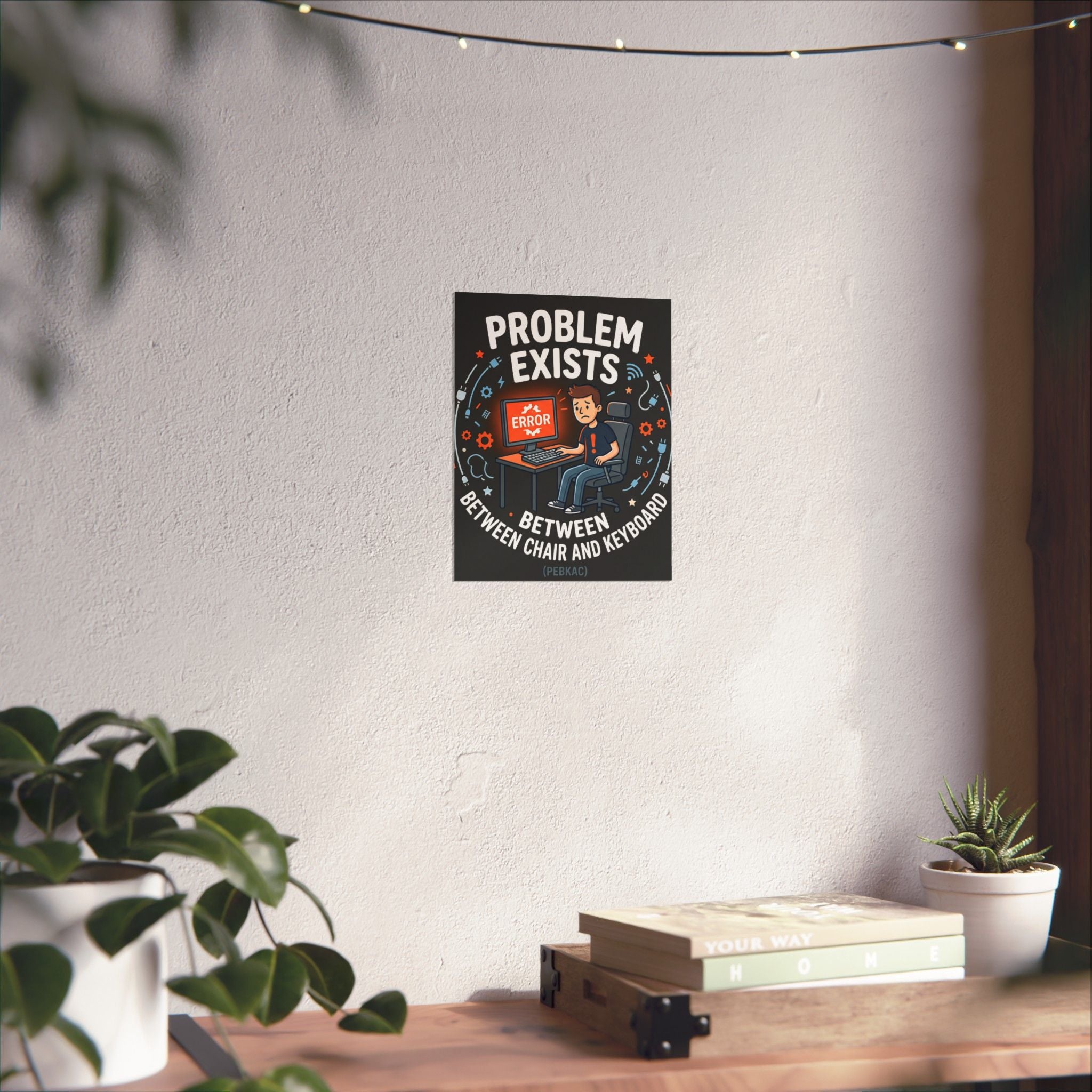 "Problem Exists Between Chair & Keyboard" Tech Humor Funny IT Matte Vertical Posters