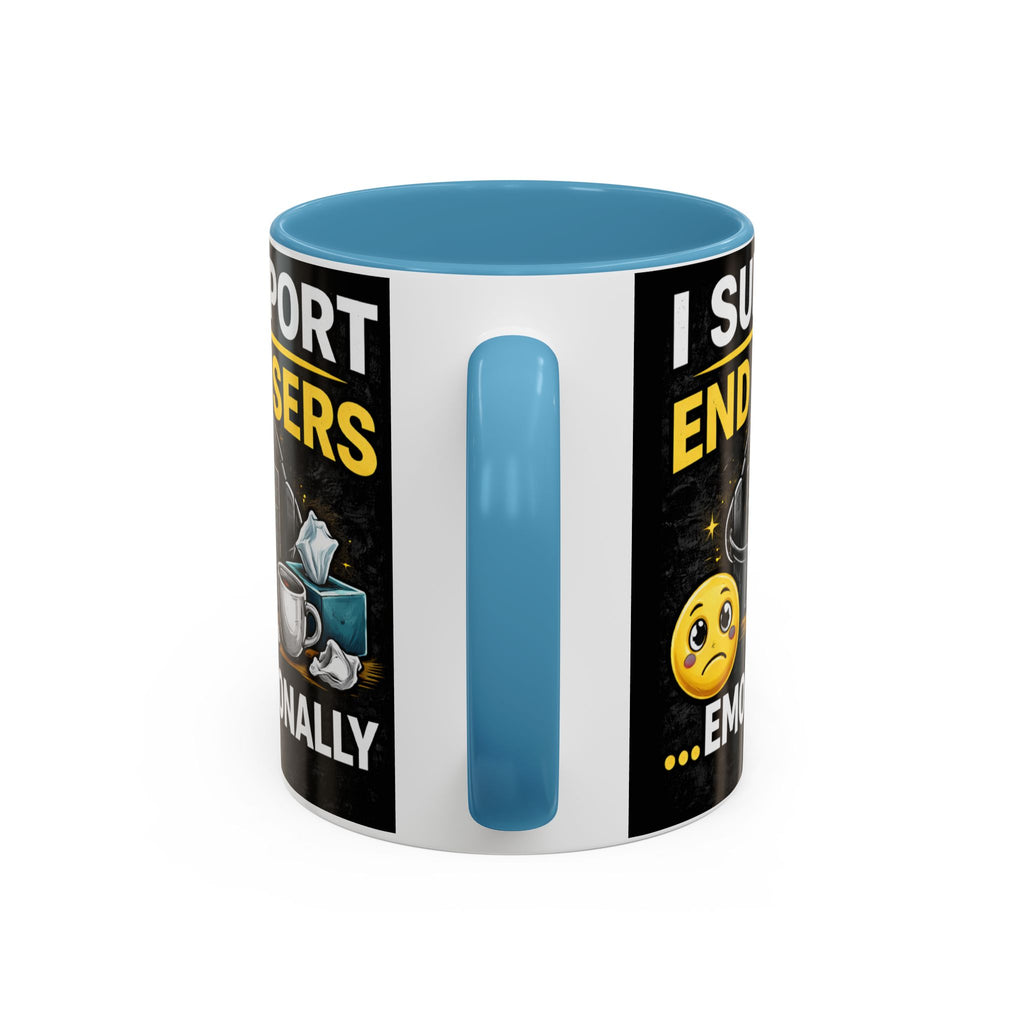 "I Support End Users, Emotionally" IT Humor Accent Coffee Mug (11, 15oz)