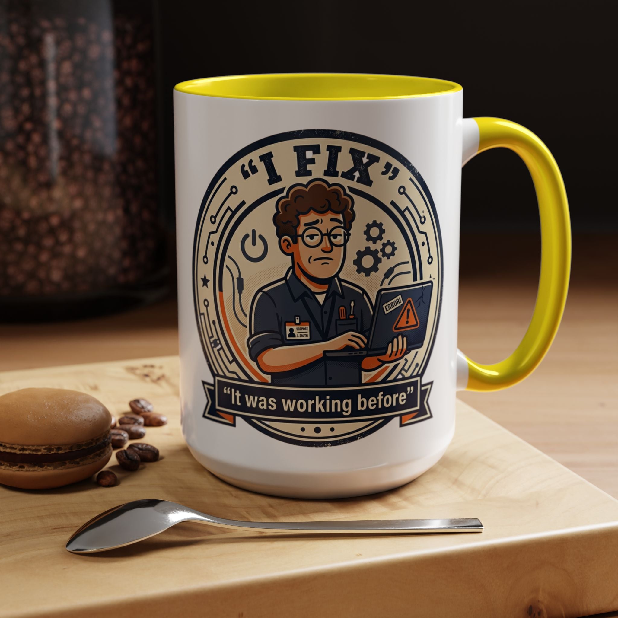 "I Fix: It Was Working Before" IT Humor Accent Coffee Mug (11, 15oz)