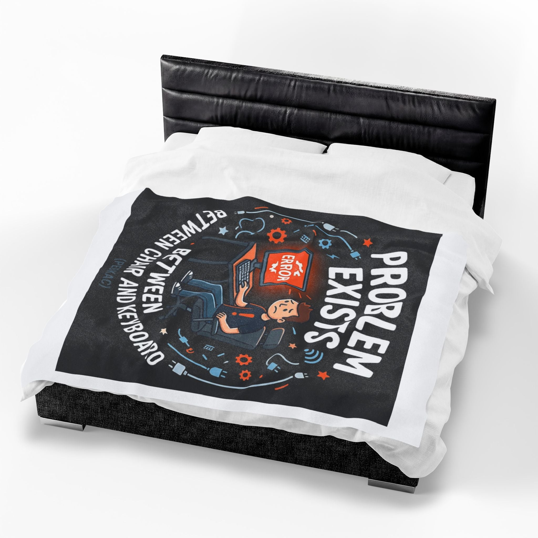 "Problem Exists Between Chair & Keyboard" Tech Humor Funny IT Velveteen Plush Blanket
