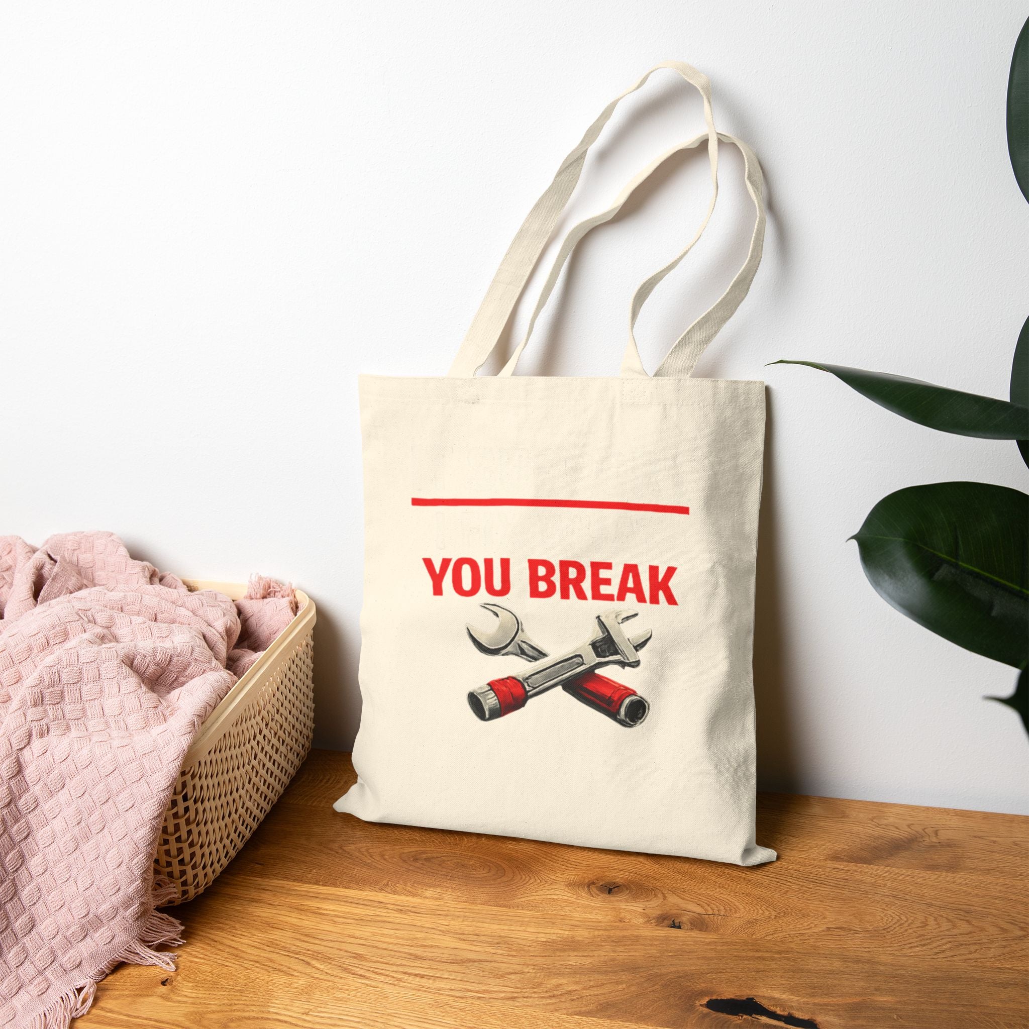 "It Support: I Fix What You Break" IT Humor Graphic Cotton Canvas Tote Bag