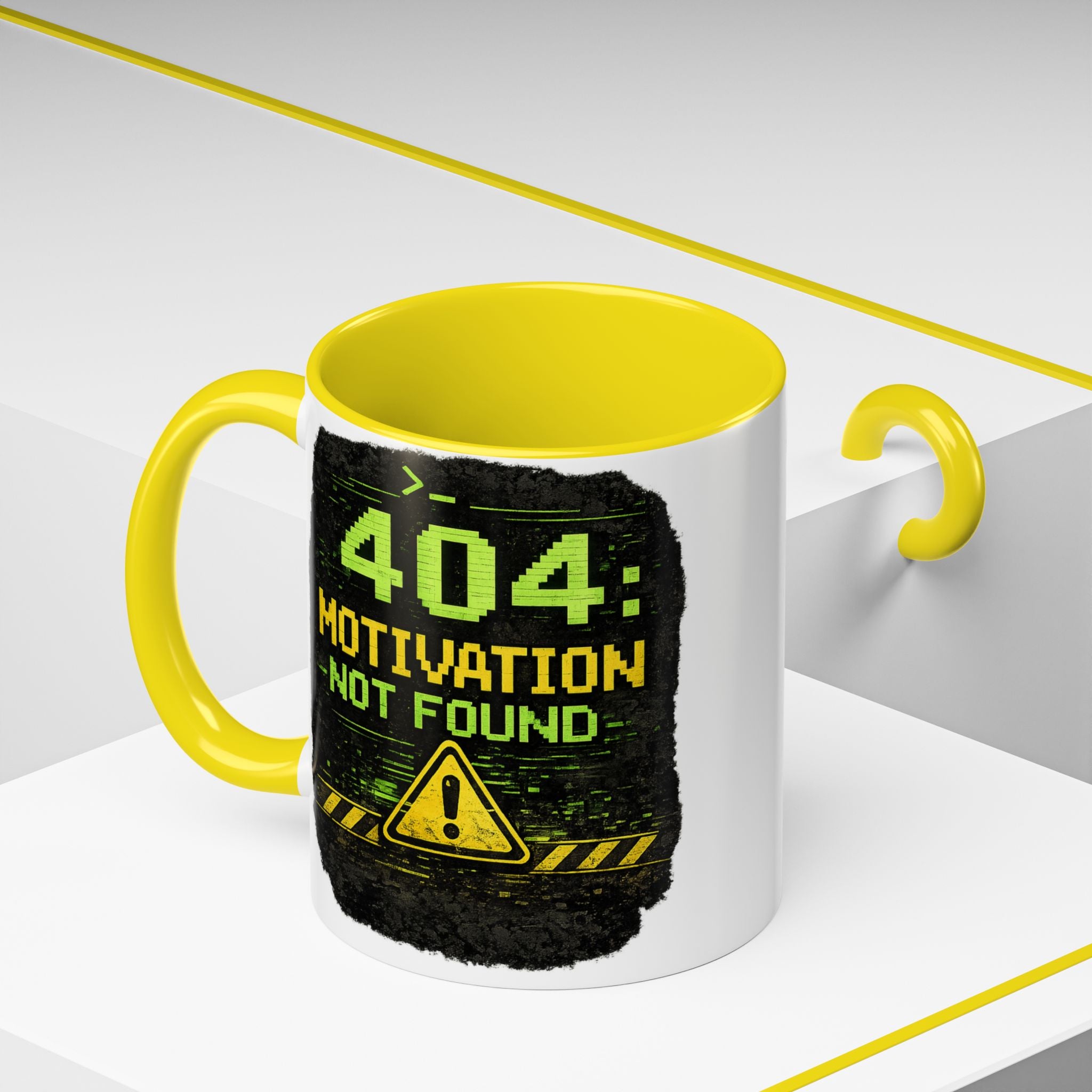 "Error 404 Motivation Not Found" IT Humor Accent Coffee Mug (11, 15oz)