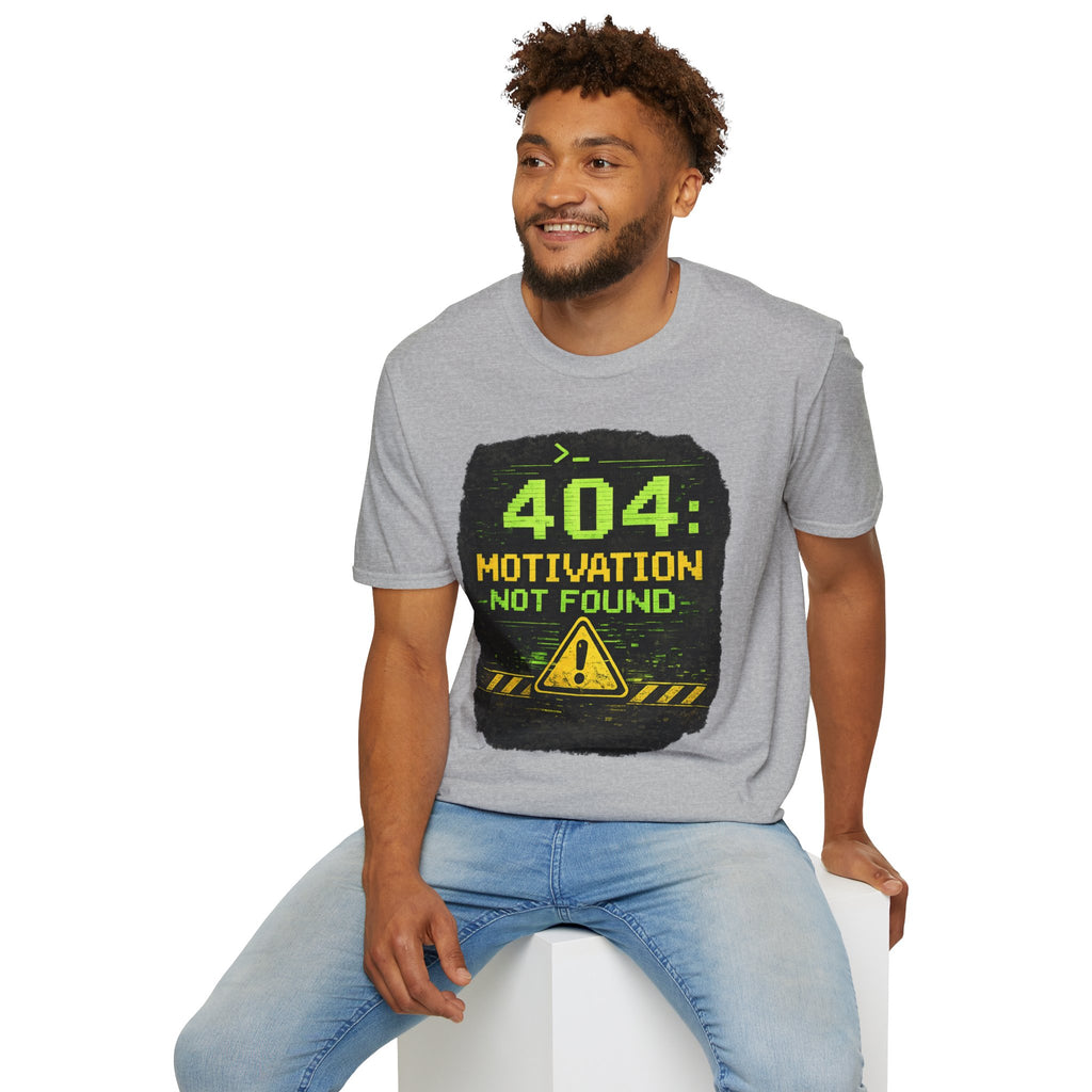 "404: Motivation Not Found" Funny IT Graphic Tee- Tech Humor T-Shirt