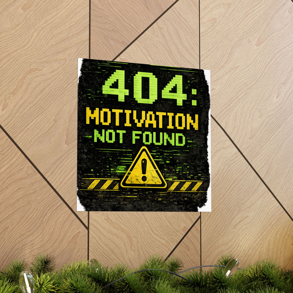 "Error 404 Motivation Not Found" Geek Tech Humor Funny IT Matte Vertical Posters