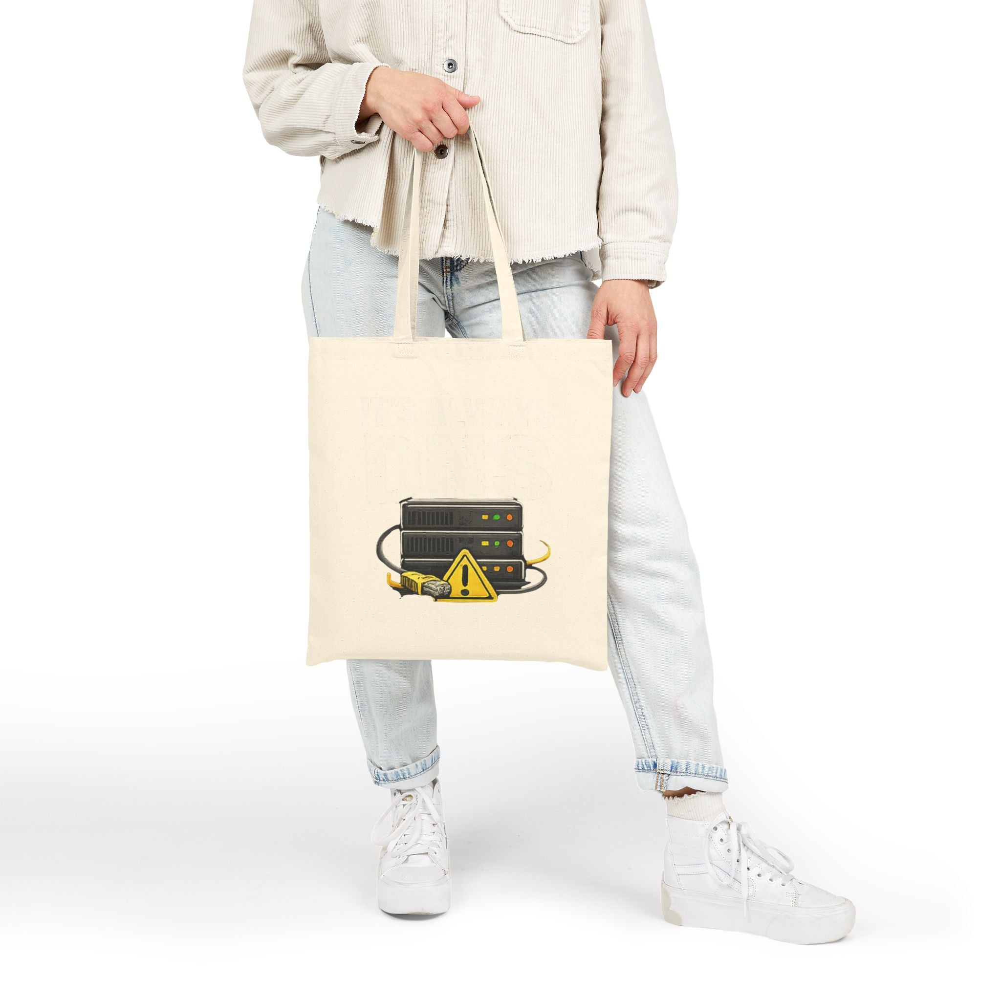 "It's Always DNS" Humorous IT Tote Bag — Techie Data Center Canvas Tote