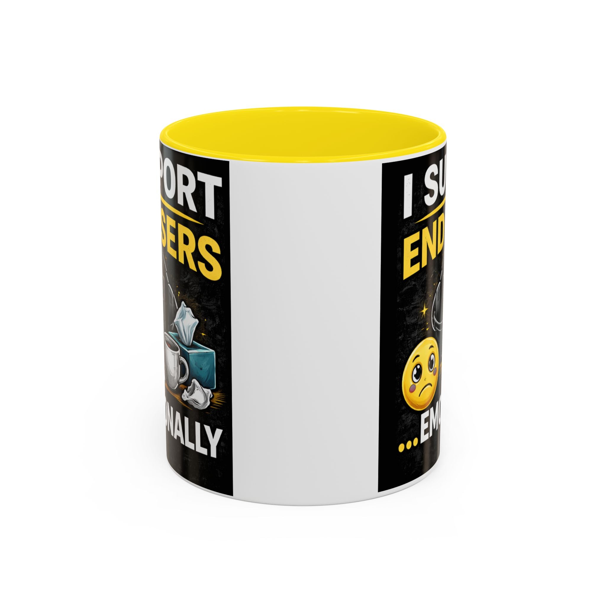 "I Support End Users, Emotionally" IT Humor Accent Coffee Mug (11, 15oz)