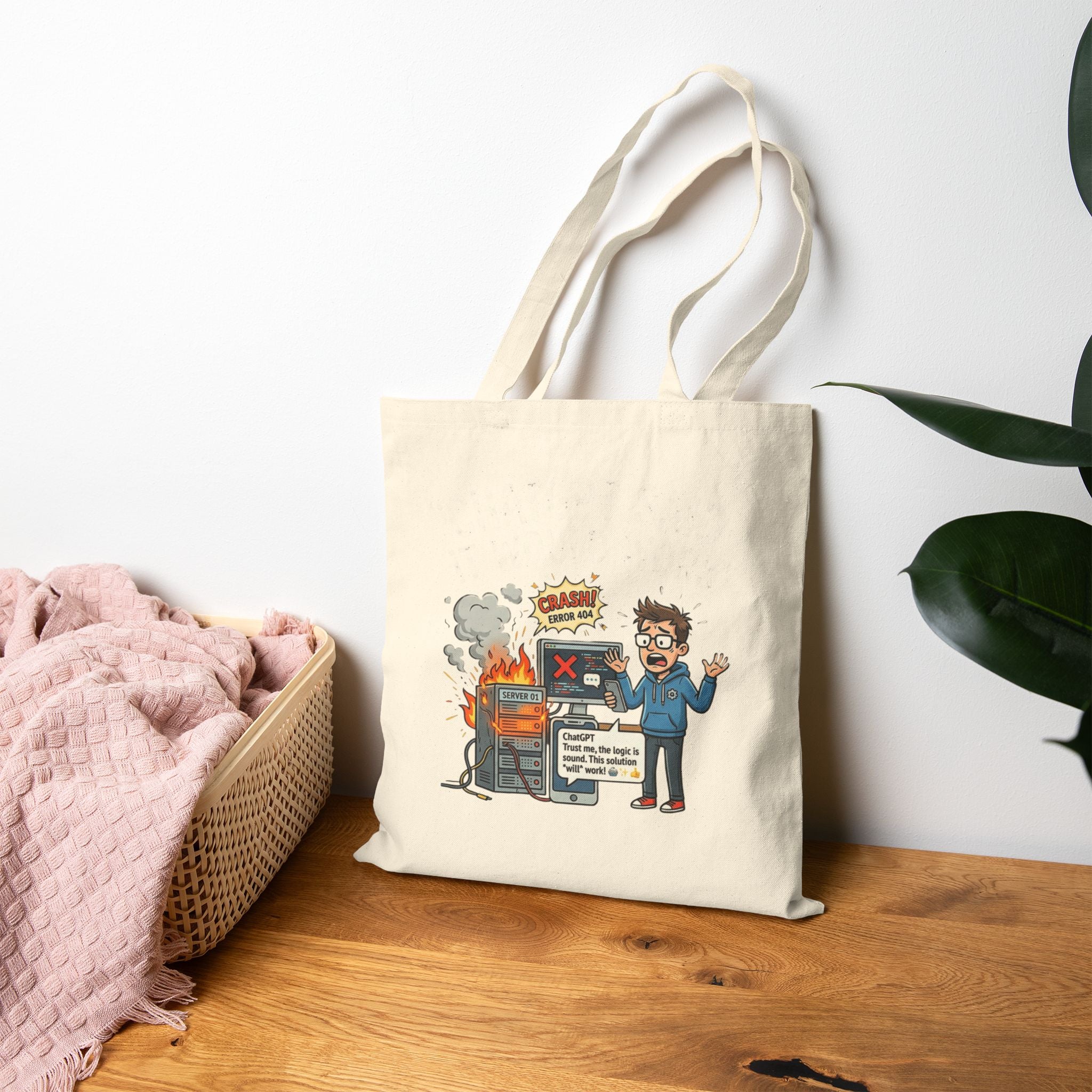 "ChatGBT Said It Would Work" Funny IT Programmer Humor AI Fail Graphic Tote Bag