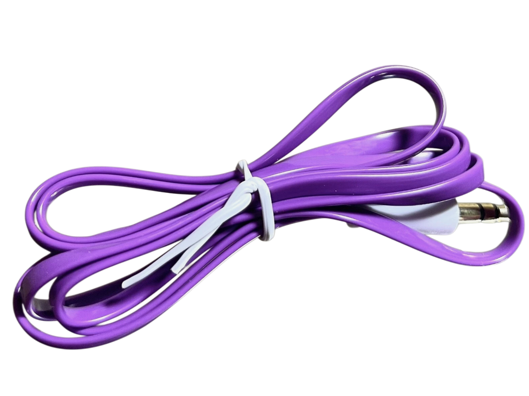 3.5mm AUX Cable 5ft Flat Stereo Audio Cord Tangle-Free Choose Color