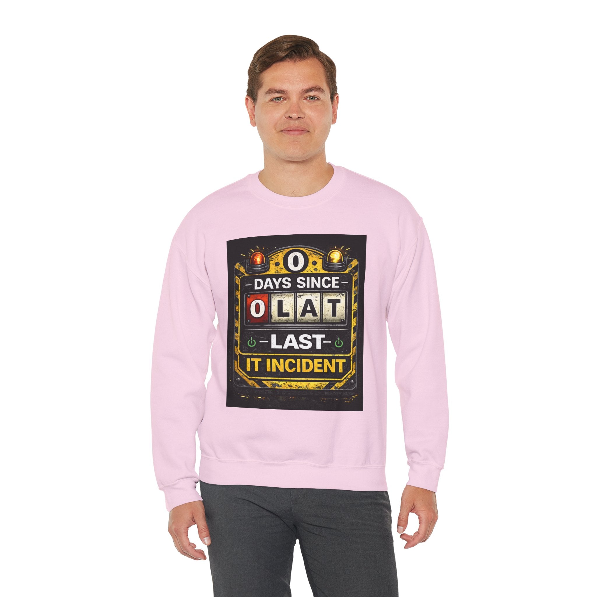 "0 Days Since Last IT Incident" Funny Tech Support Crewneck Sweatshirt